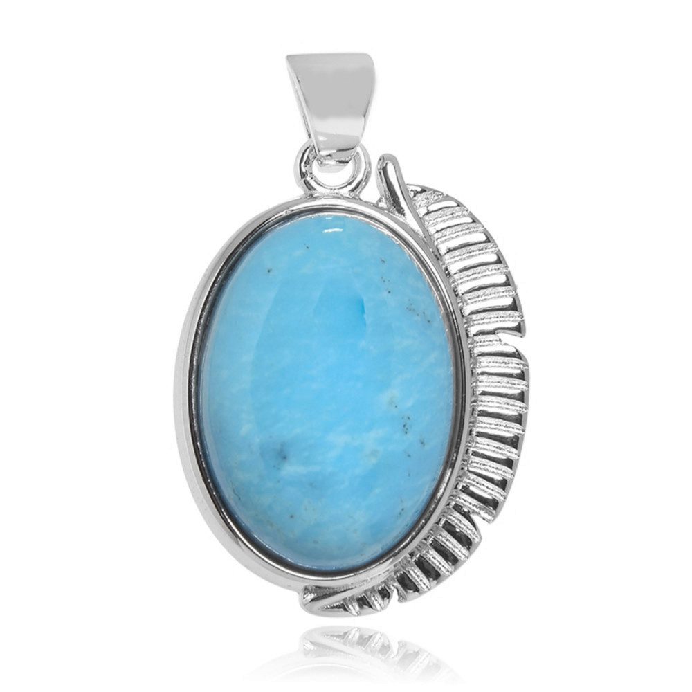 Cavill Kettenanhänger Cavill Türkis 11 ct Silber Anhänger 925 Sterlingsilber Federmotiv (1-tlg)