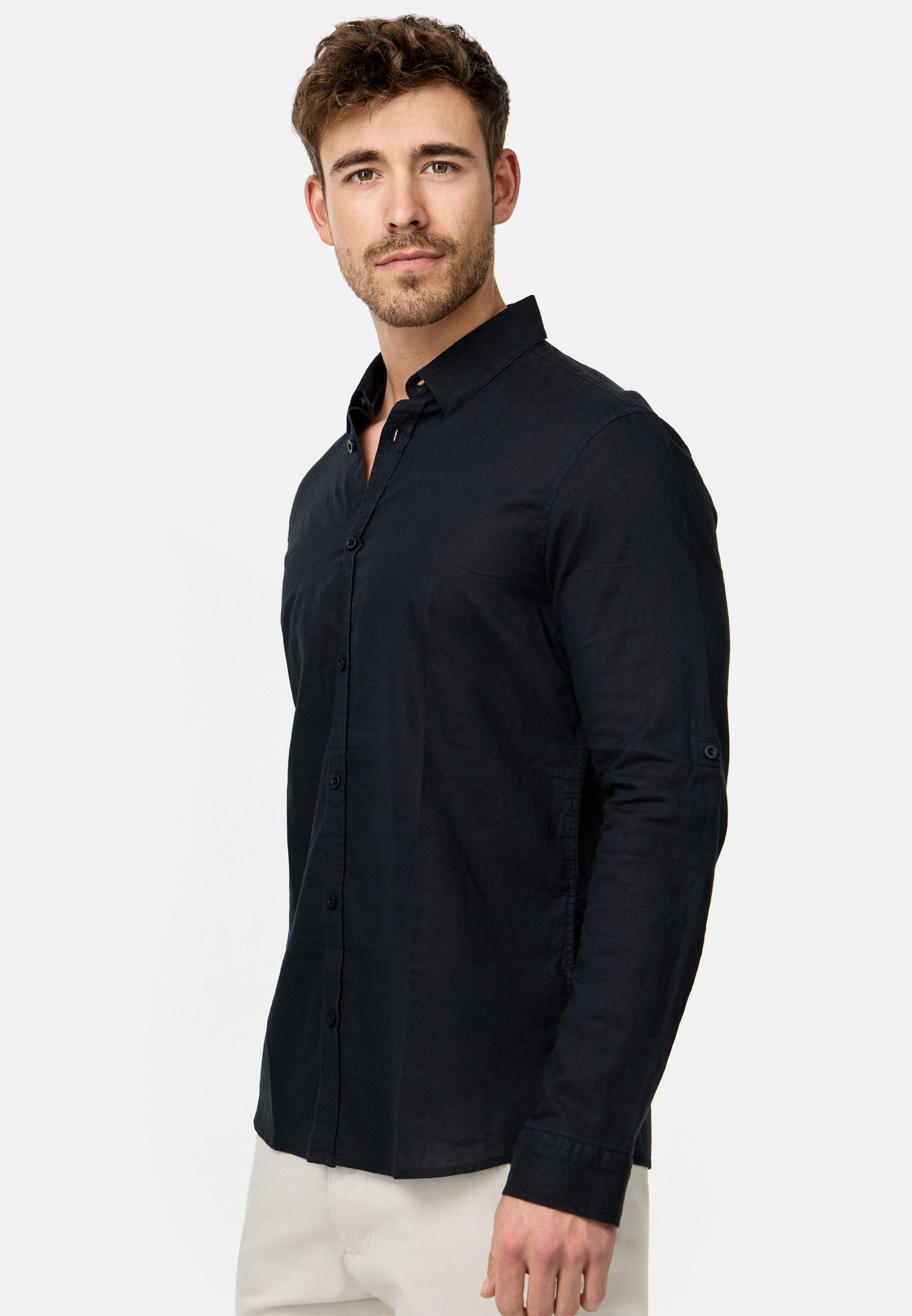 Indicode Langarmhemd Herren Brayden Herrenhemd Langarm mit Button-Down-Kragen