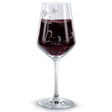Mr. & Mrs. Panda Rotweinglas Einhorn Nashorn - Transparent - Geschenk, Unicorn, Spülmaschinenfeste, Premium Glas, Luxuriöse Gravur