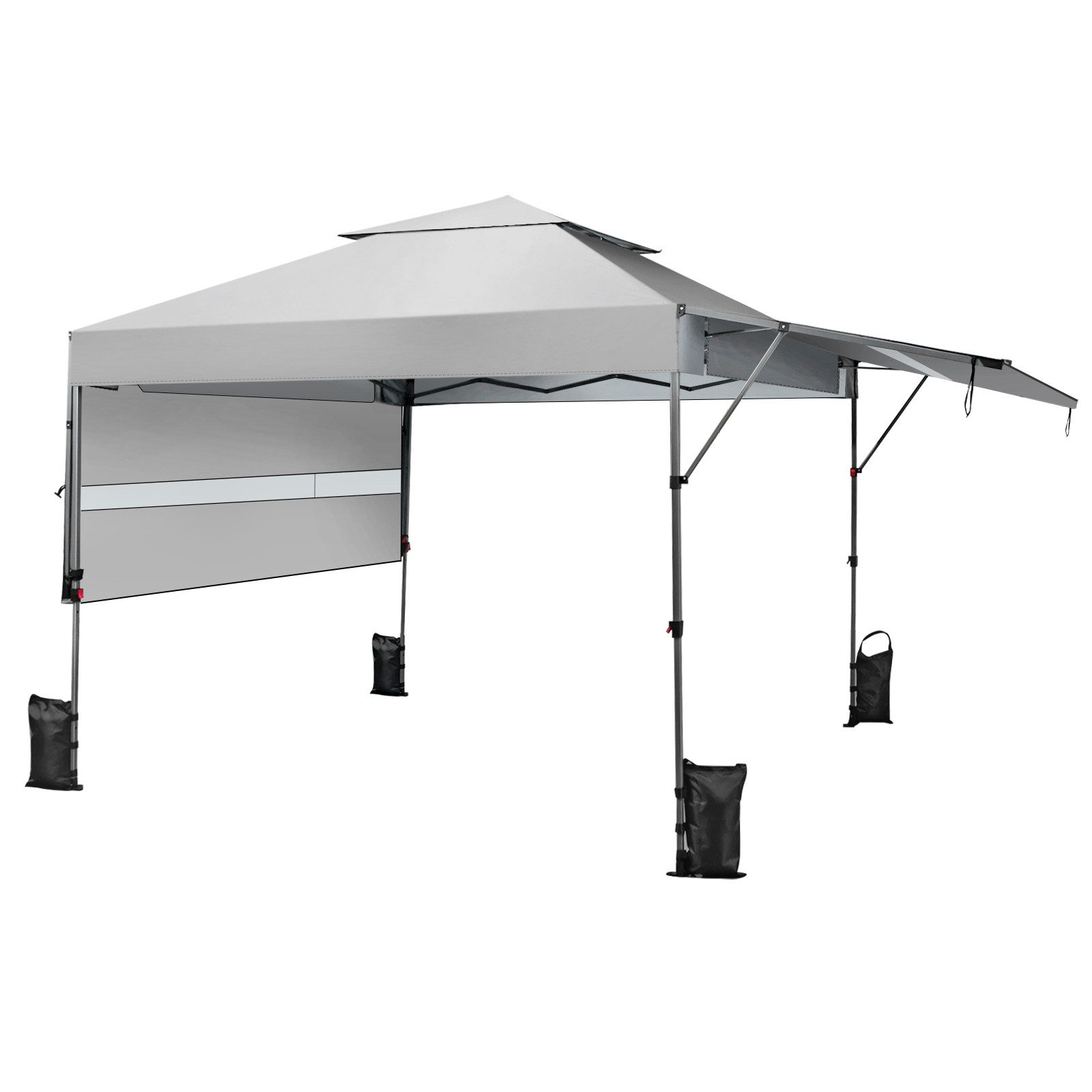 COSTWAY Faltpavillon 3x3m Popup Pavillon, höhenverstellbar, mit 2 Markisen