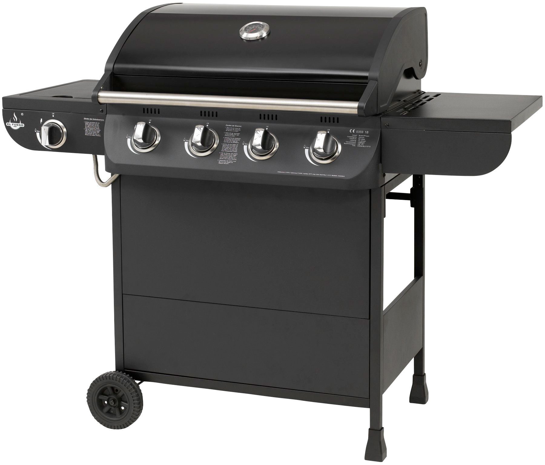 El Fuego Gasgrill Columbus 4+1, BxTxH: 130x58,5x107,5 cm – Bild 2 von 5