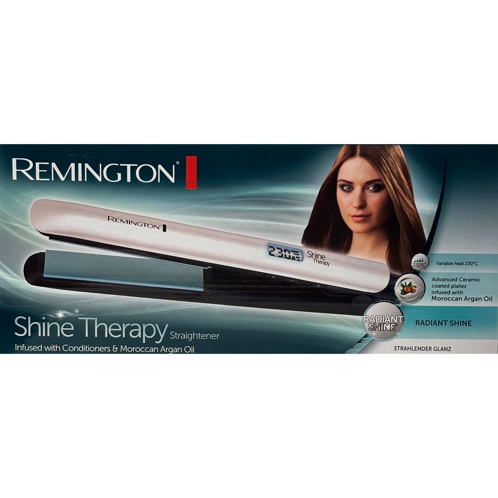 Remington Glätteisen S8500 Shine Therapy Keramik-Beschichtung, Shine-Therapy Technologie, breite Stylingplatten, LCD Display