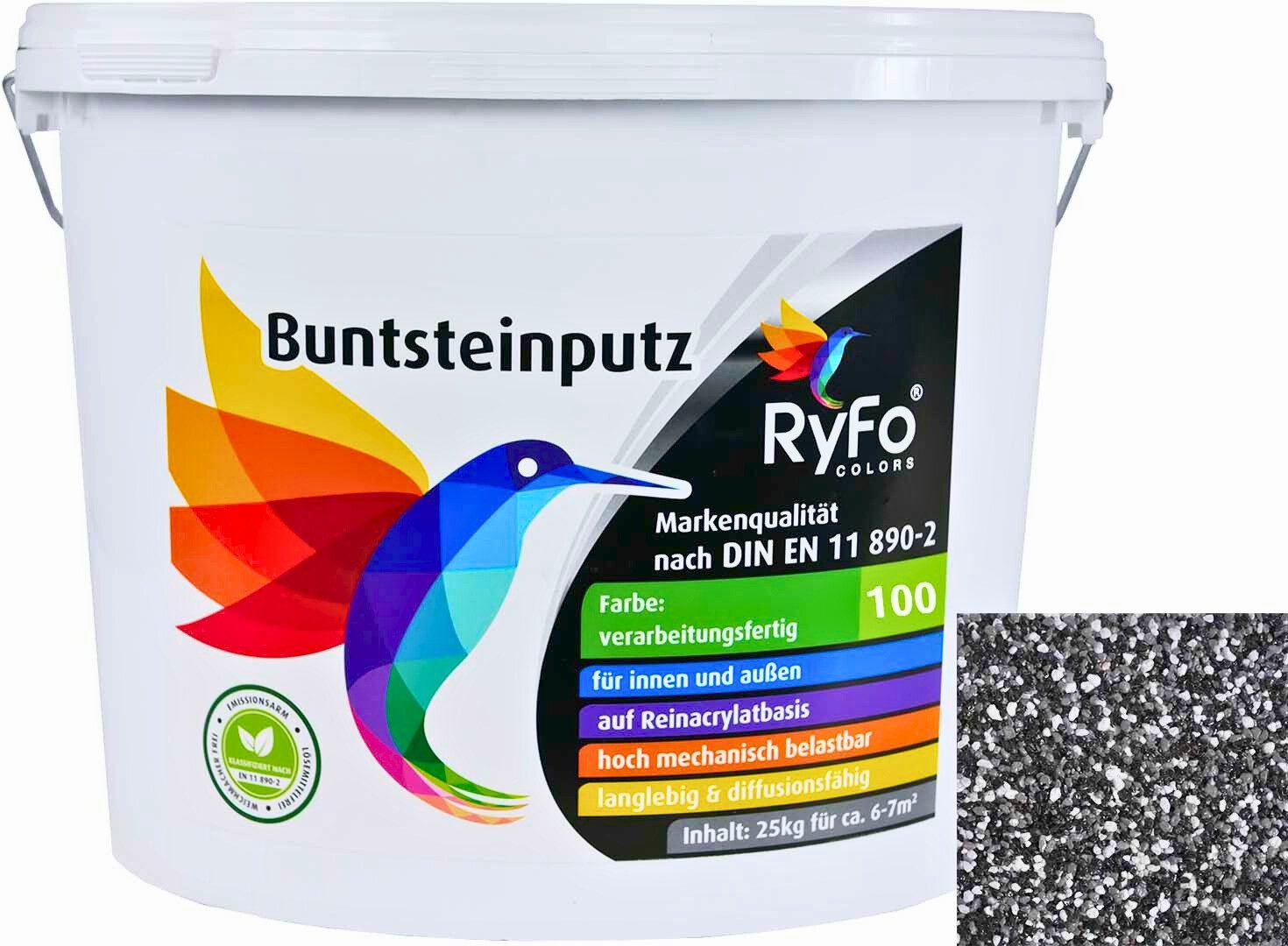 RyFo Colors Kunstharzputz RyFo Colors Buntsteinputz Classic Line schwarz/grau/weiß 25 kg Dekorativer Buntsteinputz, wetterbeständig, diffusionsoffen