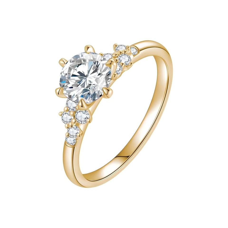 Jumpeak Diamantring Diamantring 1ct/2ct,seitenstein ring,D,VS1,3EX,IGI,14K Weißgold, 14K Gold Verlobungsring,Gold ring,Lab Diamant,Damen Ring Geschenk