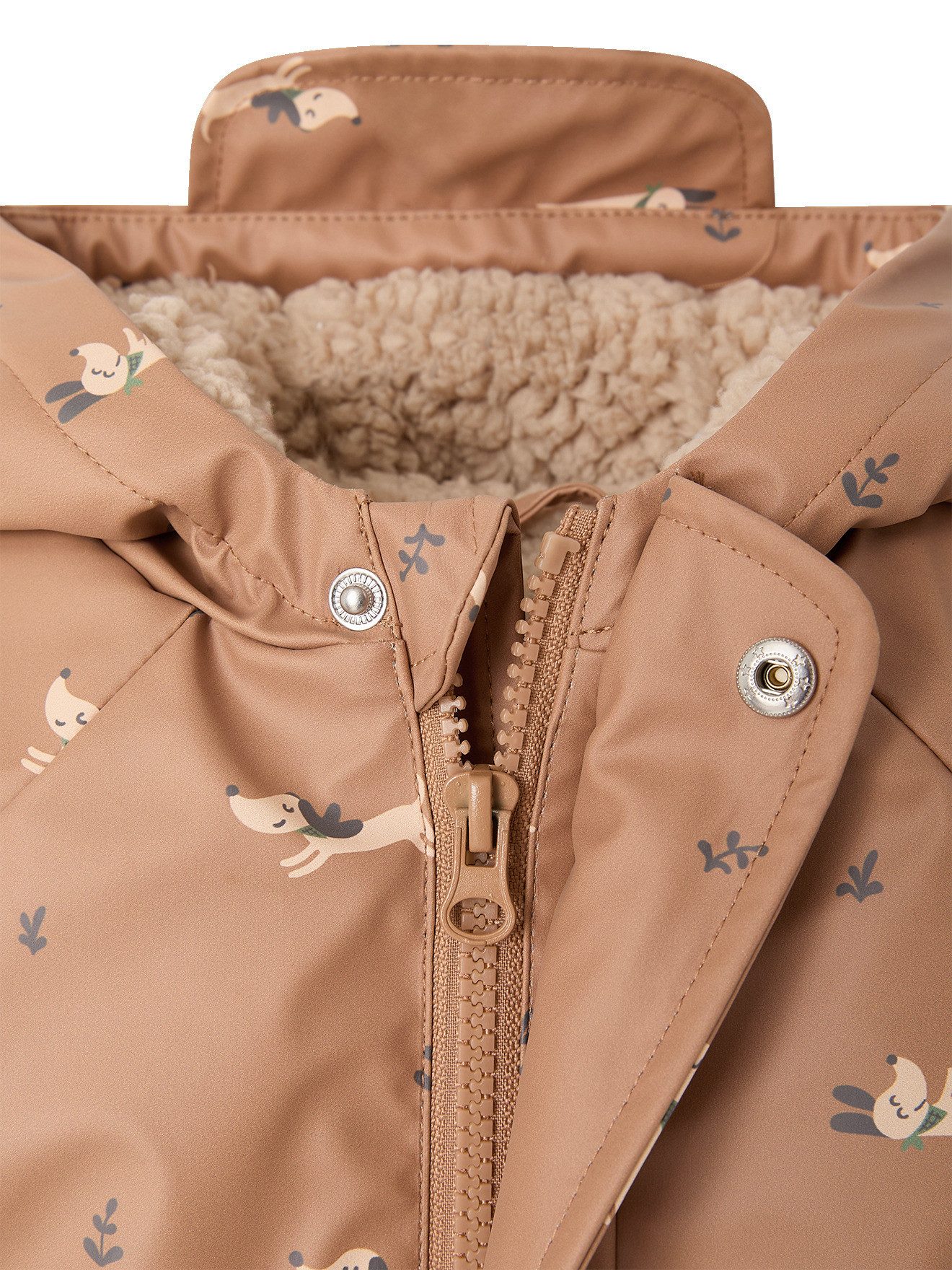 vertbaudet Regenjacke Baby Regenjacke mit Kapuze und Teddyfleece-Futter – Bild 3 von 5