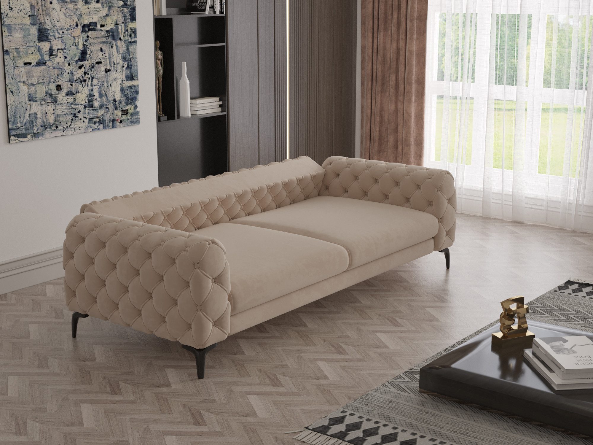 Möbeldreams Chesterfield-Sofa Sofa-Set Arizona Chesterfield Schlaffunktion 3-2-1 .3-3-1 .3-1 .2-1, Schlaffunktion