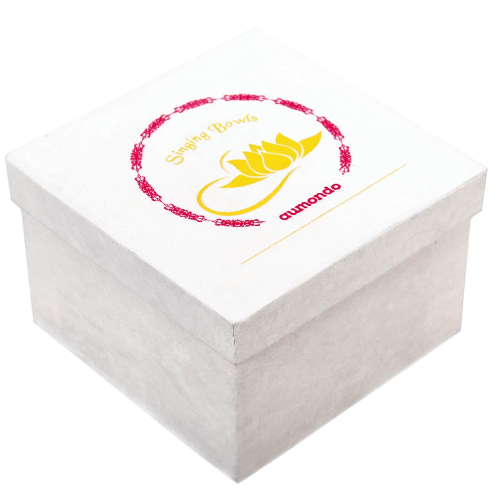 aumondo Percussion-Set Original Tibetische Klangschale, 13 cm groß, handgefertigt. Set in Geschenk-Box.