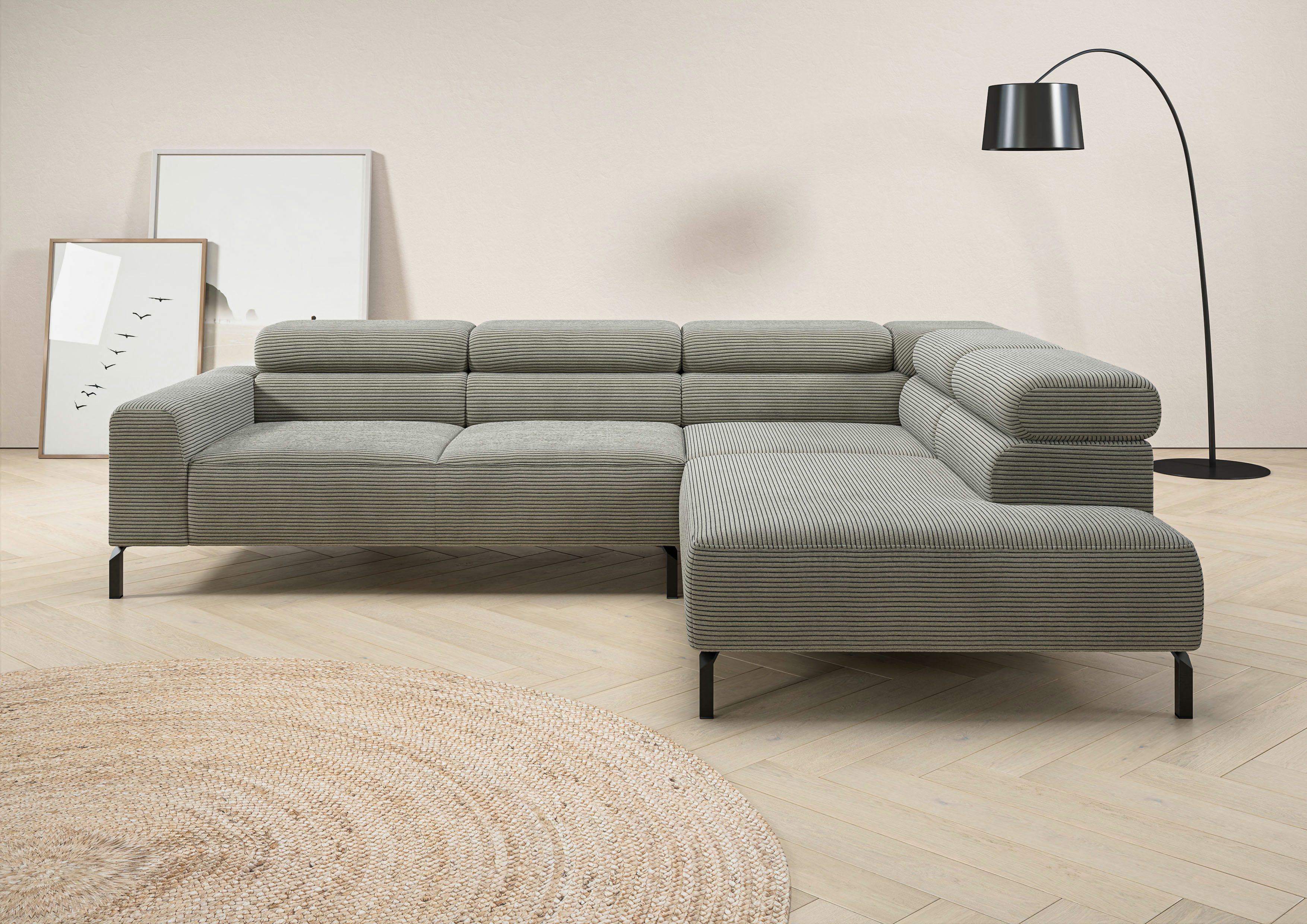 Places of Style Ecksofa "Antonelli, L-Form, inkl. Kopfteilverstellung, Brei günstig online kaufen