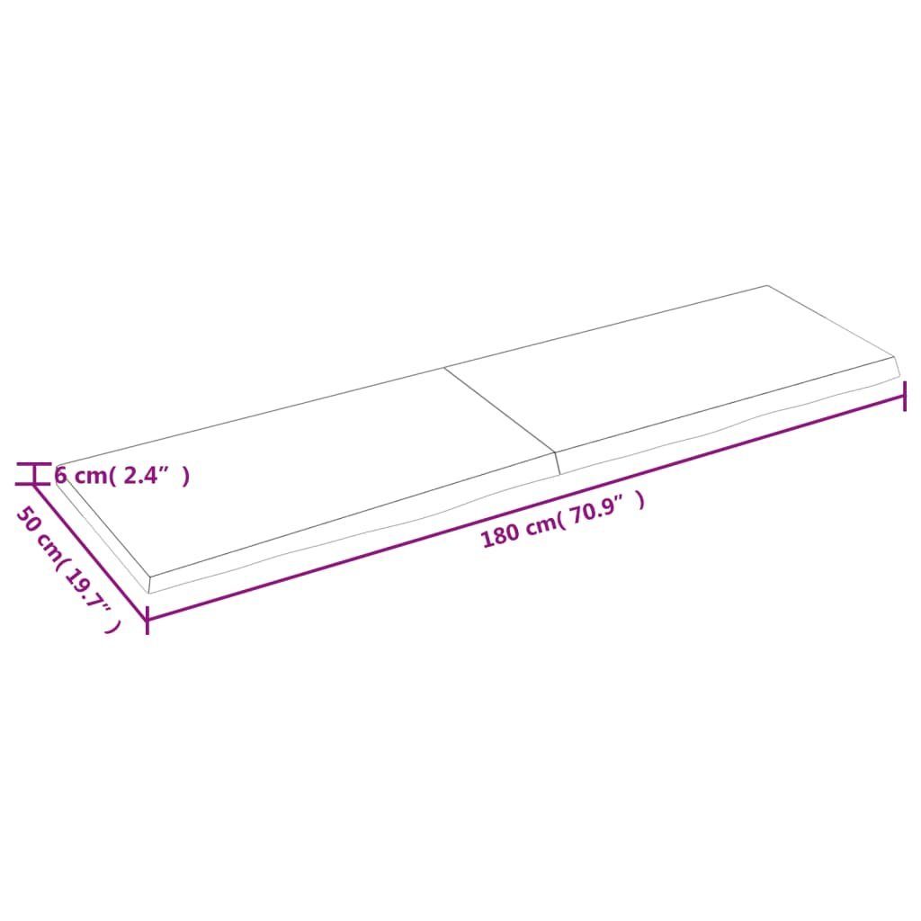 180x50x(2-6) Unbehandelt Eiche Massivholz cm furnicato Tischplatte