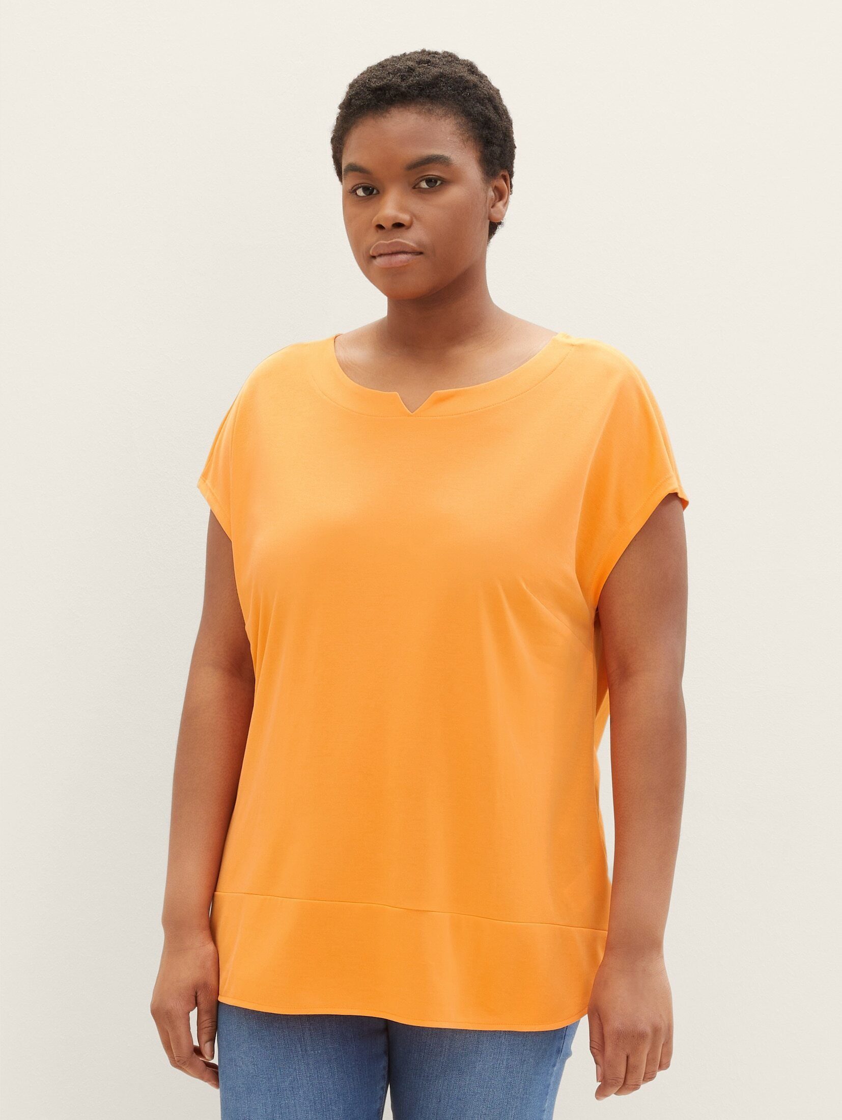 TOM TAILOR PLUS Plus T-Shirt orange - T-Shirt Basic bright mango