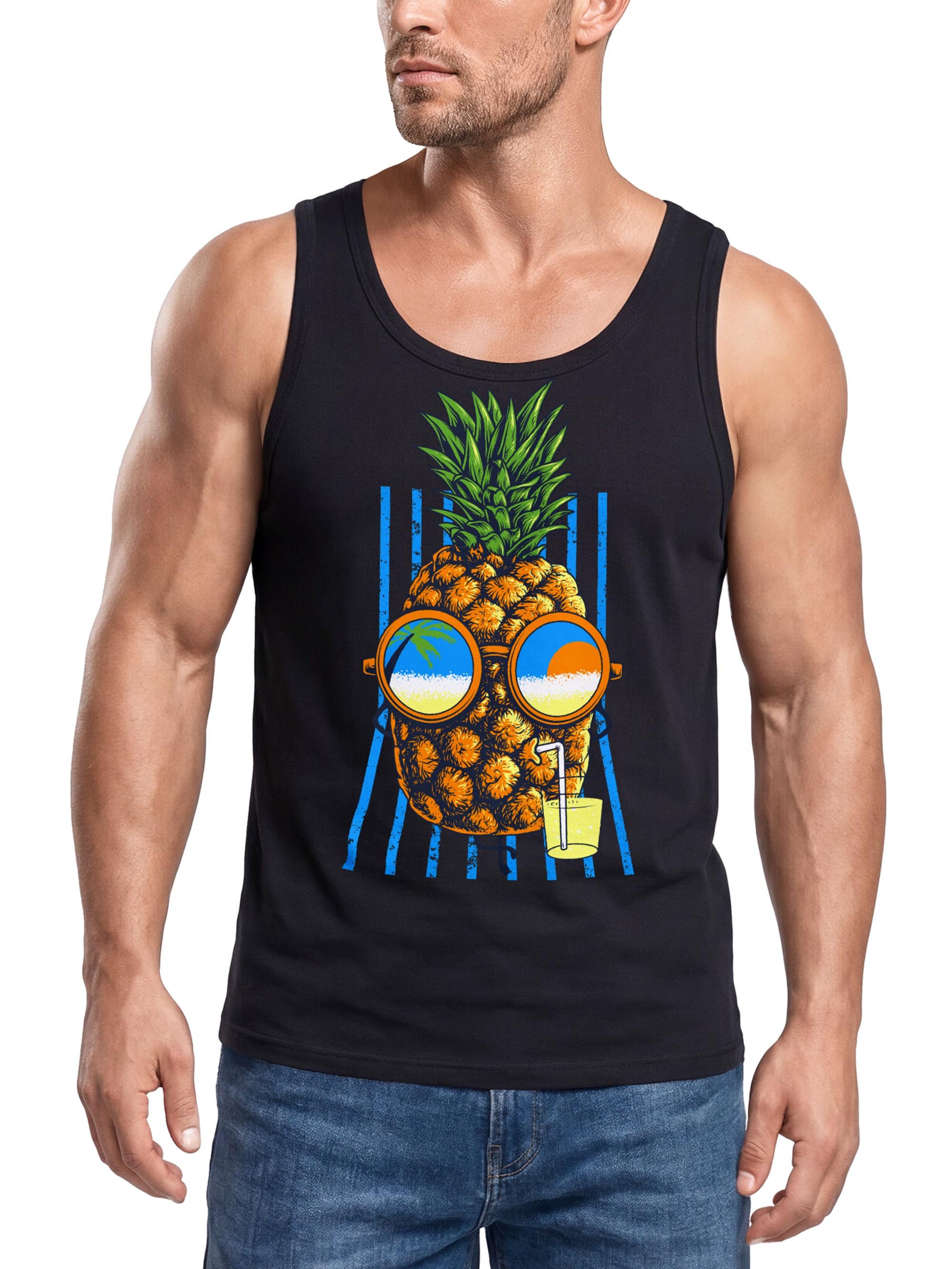 Neverless Tanktop Herren Tank Top chilling Ananas Pinapple Sommer Beach Party Slim Fit mit Print
