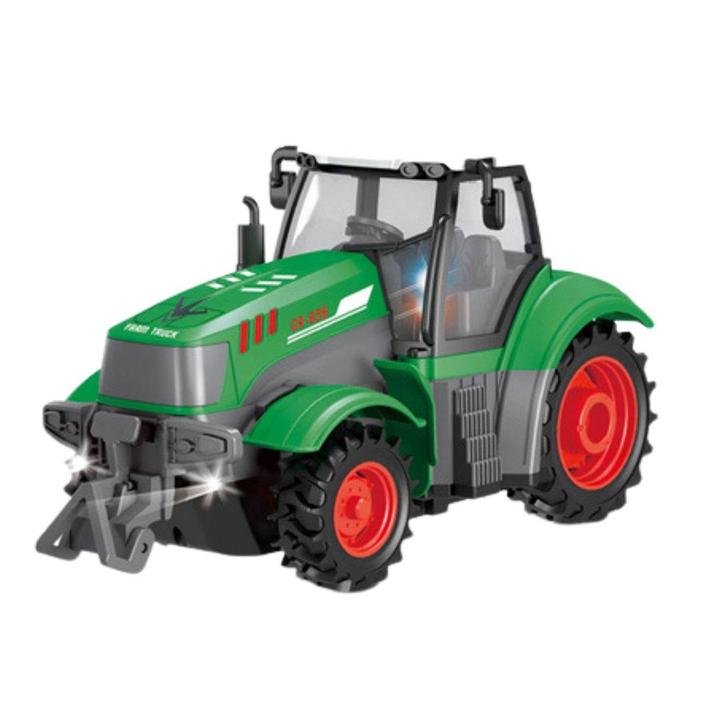 LEAN TOYS RC-Traktor Spielzeugtrecker Bauernhoffahrzeug Funkmodell (Spar-Set, 1-tlg., 22 x 12 x 10 cm wendig), Lichteffekte, Front- & Heckhaken, USB-Akku, Maßstab 1:24