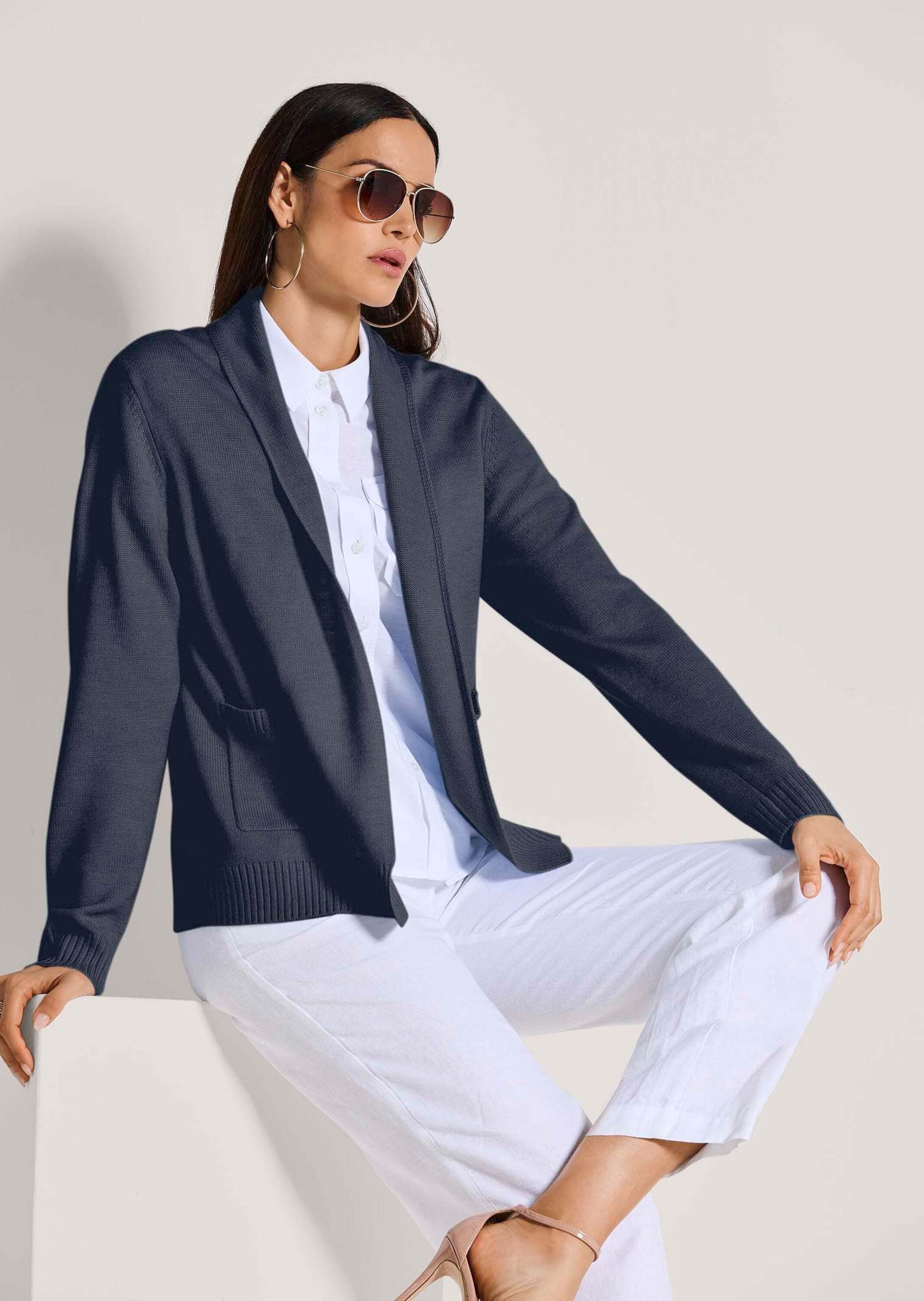 MADELEINE Strickjacke Langarm Cardigan mit Schalkragen, Kaschmir Lässige Form ohne Verschluss, hochwertige Wolle