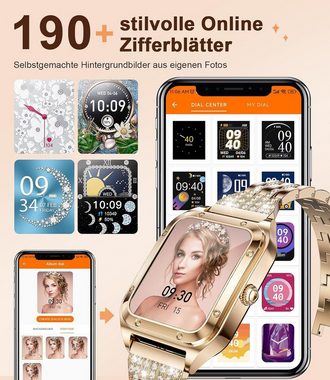 Lige Smartwatch (1,59 Zoll, Android-Geräte, iOS-Geräte), Damen Fitnessuhr Telefonfunktion IP67 Wasserdicht SpO2 21 Sportmodi