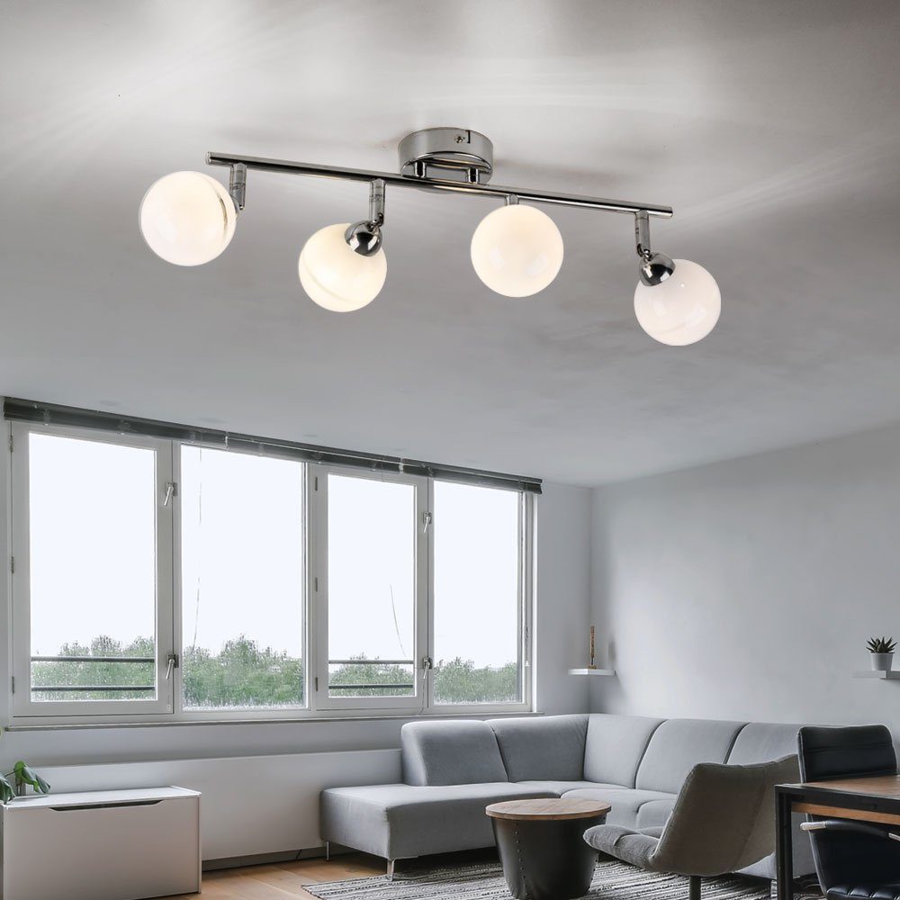 LED Metall inklusive, Wohnzimmer etc-shop Leuchtmittel Kugelleuchte, chrom 4-flammig Deckenleuchte Warmweiß, silber