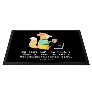 Fußmatte Mediengestalterin mit Herz - Schwarz - Geschenk, Grafikerin, Türmatte, Mr. & Mrs. Panda, Höhe: 0.6 mm
