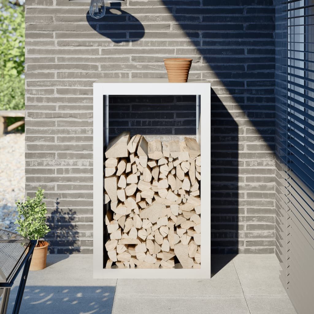 vidaXL Kaminholzregal Brennholzregal Weiß 60x40x100 cm Stahl