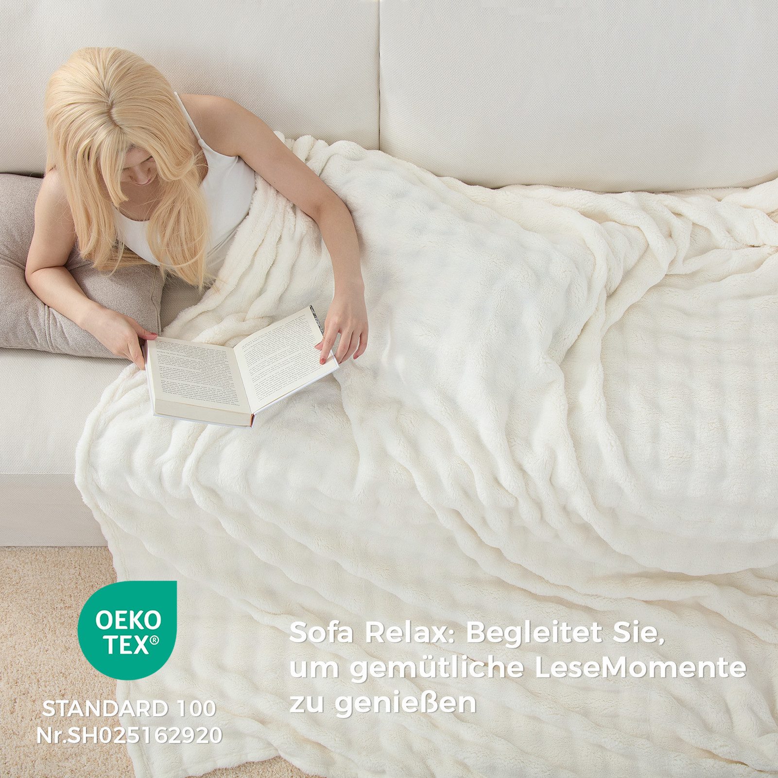 Wohndecke Kuscheldecke 150x200 weiß, Fleecedecke weich, günstig online kaufen