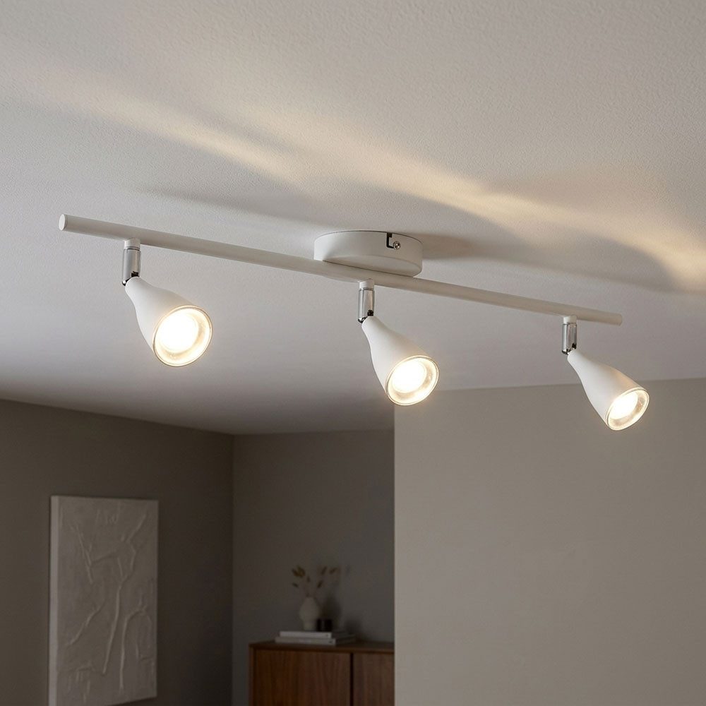 V-TAC LED Wandleuchte, LED-Leuchtmittel fest verbaut, Warmweiß, LED Deckenleuchte weiß Metall 3-flammig bewegliche Spots L 60 cm
