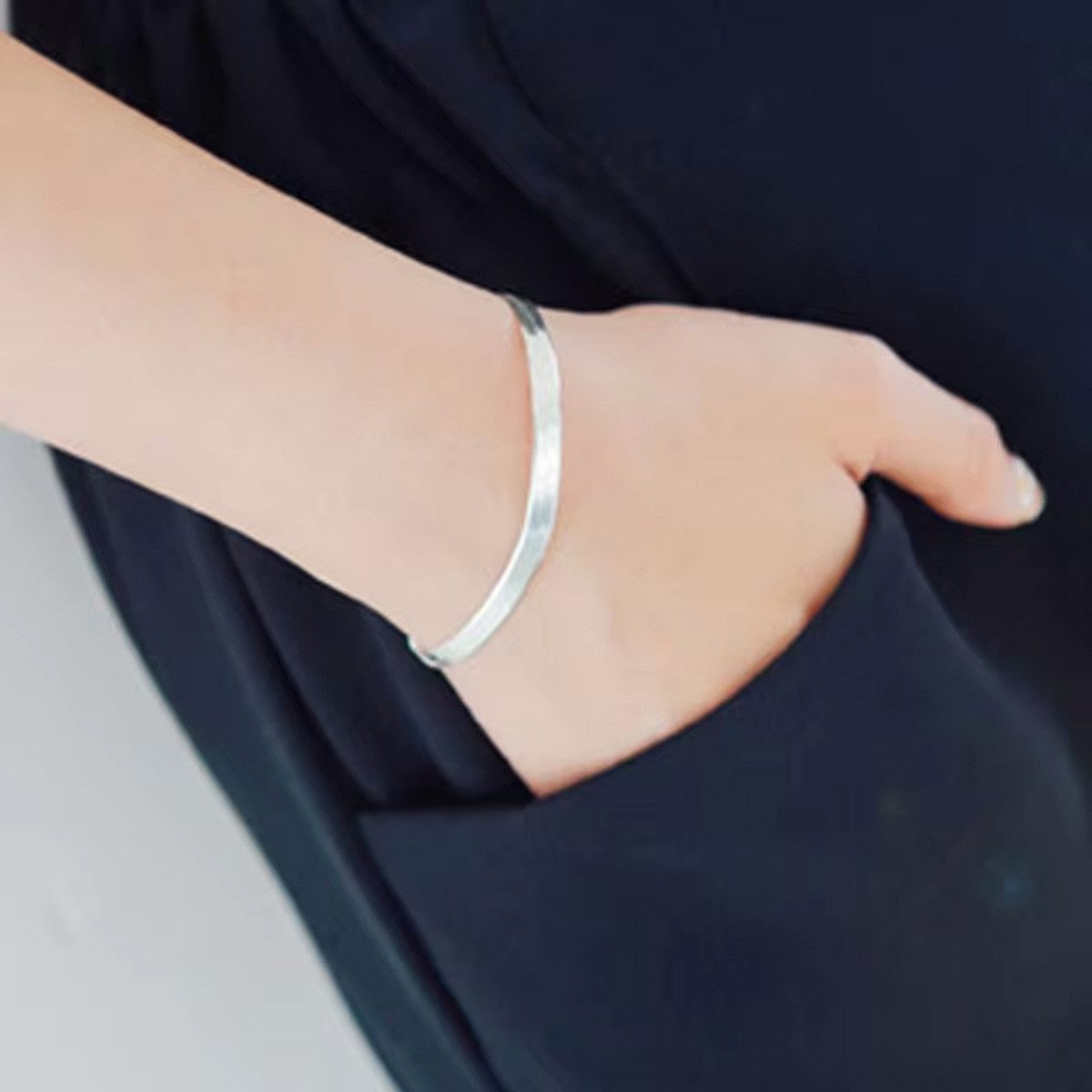 ELLAWIL Armband Flaches Silberarmband Schlangenarmband Damen Armband (Armba günstig online kaufen