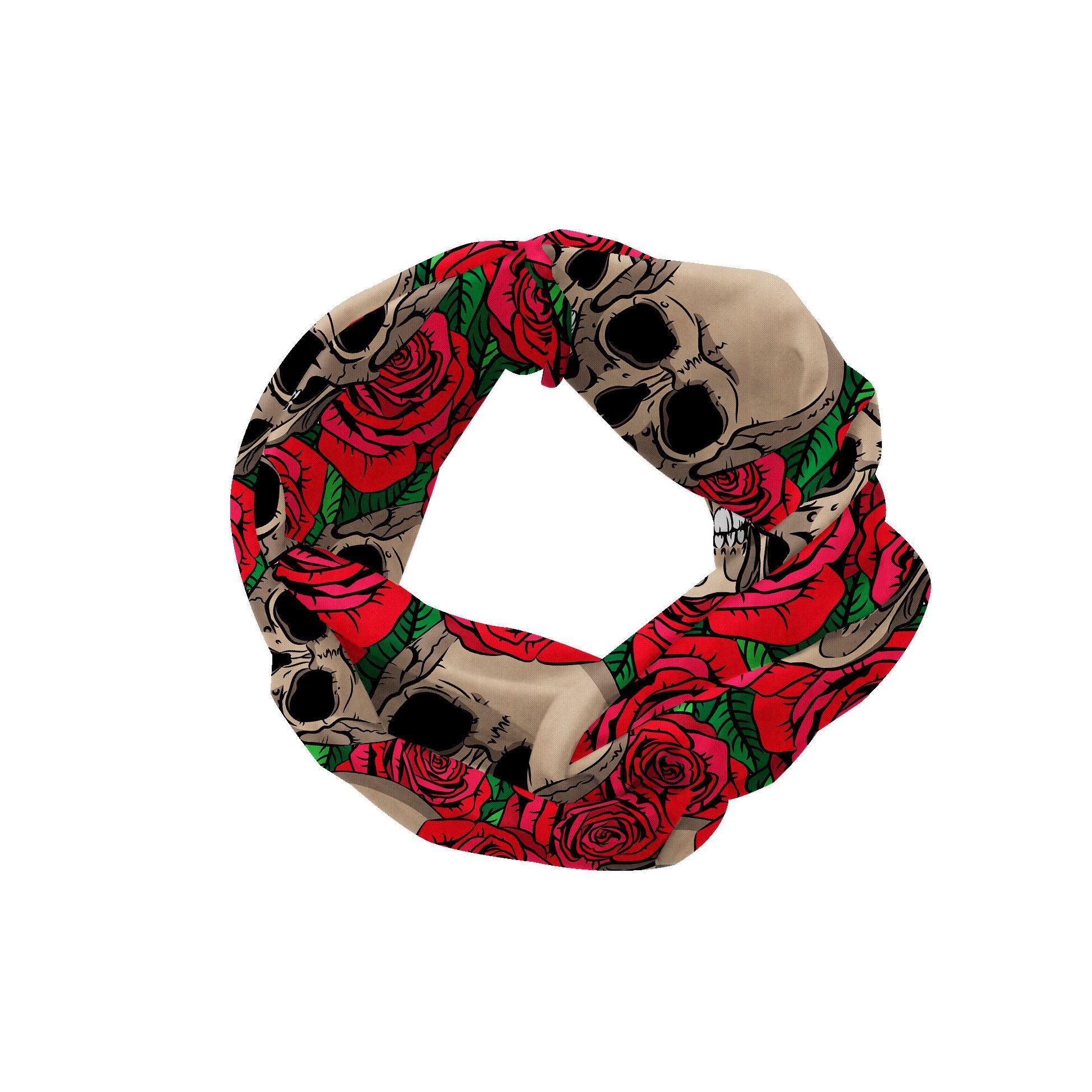 Stirnband Abakuhaus Angenehme Blüten alltags accessories Schädel Elastisch und rote Rose Retro