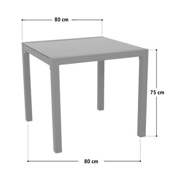 SVITA Gartentisch Gartentisch mit Stühlen (1 Tisch mit 2 Stühlen), Glasplatte