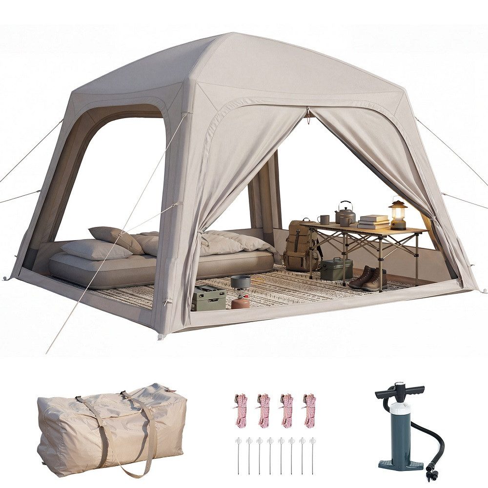 Meulbaty aufblasbares Zelt Camping Pavillon mit Luftpumpe Abnehmbarer Türvorhang, Personen: 6 (1 tlg., Air Glamping Zelte für 4 Jahreszeiten Camping), Aufblasbares Campingzelt aus Oxford-Stoff
