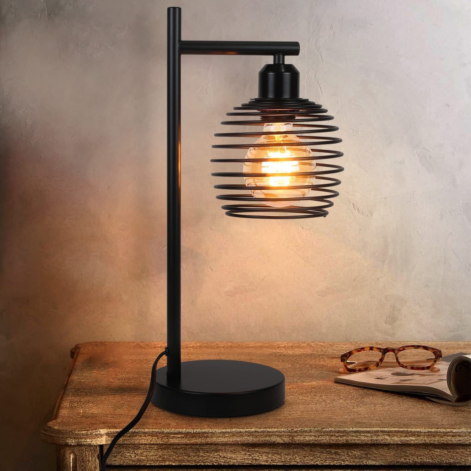 Nettlife Tischleuchte Schwarz Vintage E27 Nachttischlampe industrial Metall günstig online kaufen