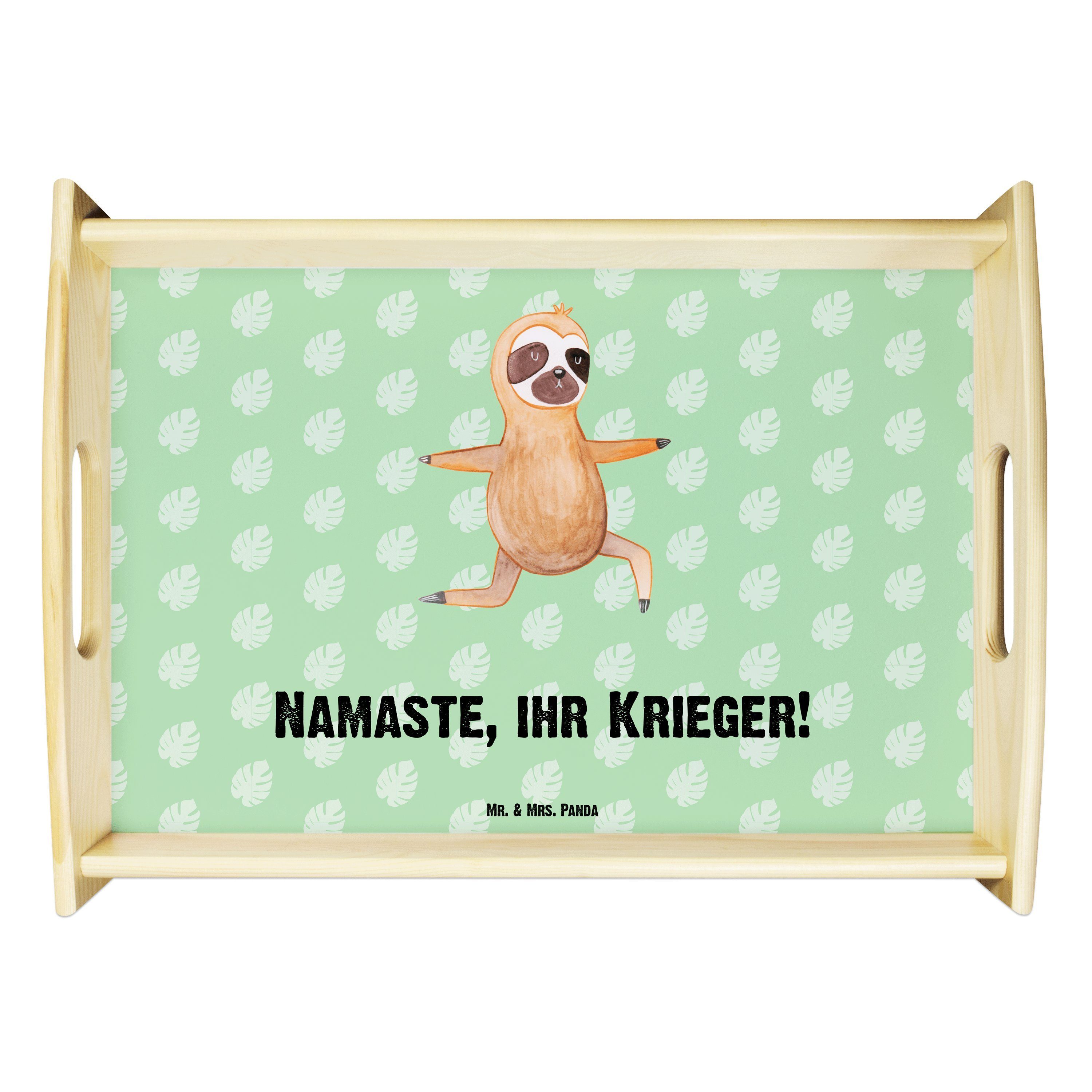 Yoga Namaste, Panda (1-tlg) - Echtholz Faultie, & Tropengrün lasiert, - Holztablett, Mrs. Geschenk, Mr. Faultier Tablett