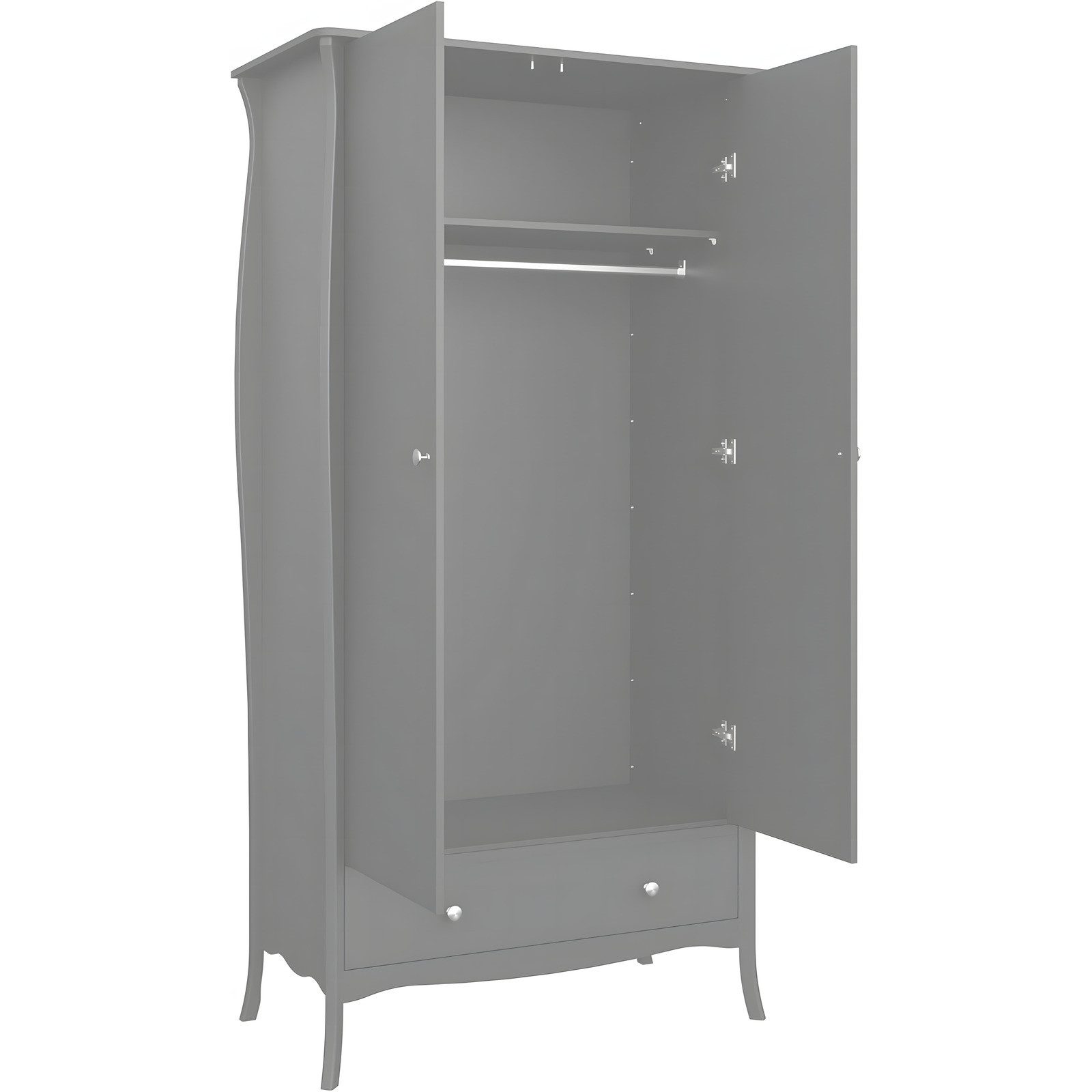 ebuy24 Kleiderschrank Simon Kleiderschrank 1 Schublade 2 Türen grau.