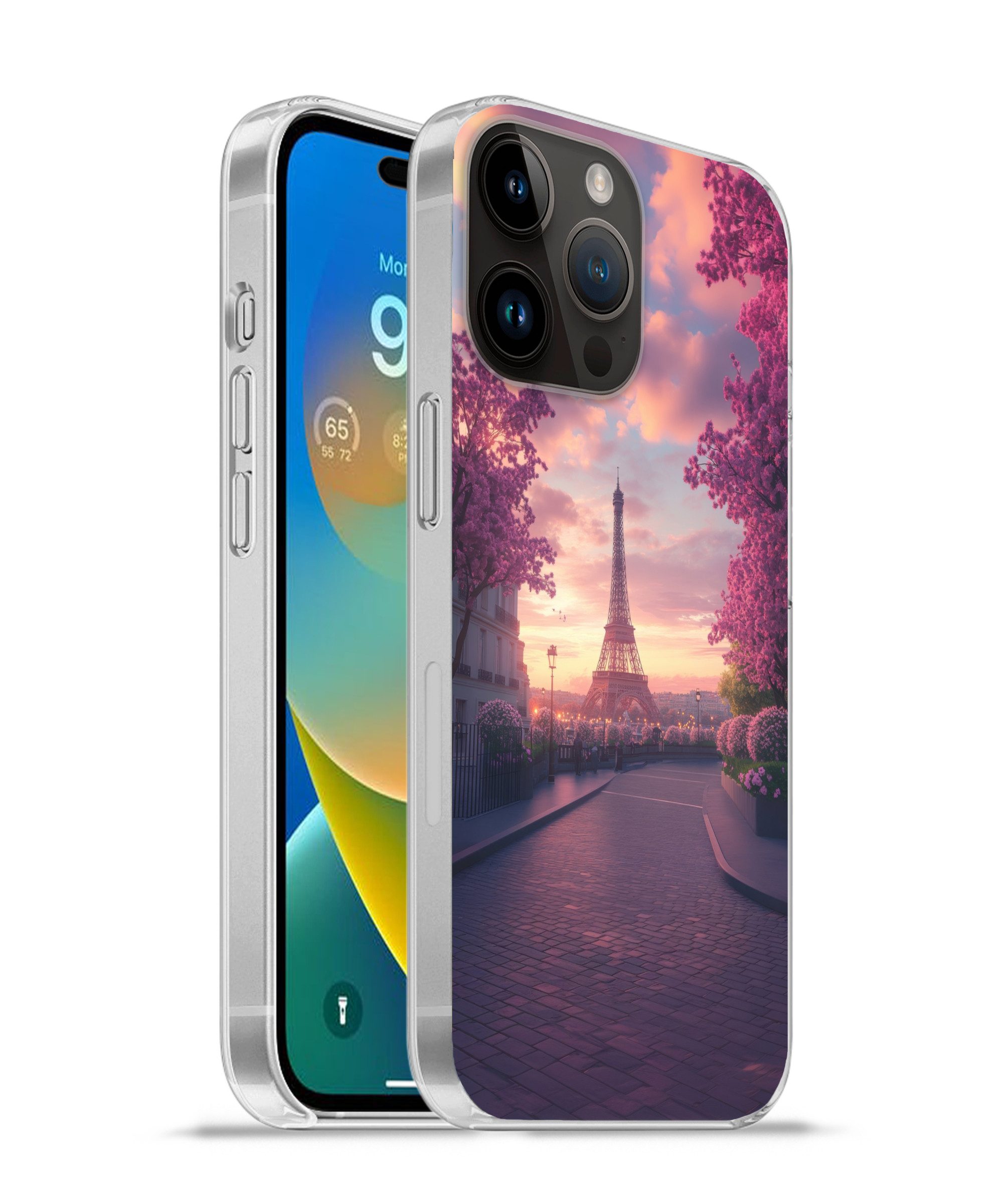 MuchoWow Handyhülle für Apple iPhone 14 Pro Max Eiffelturm - Paris - Rosa, Smartphone-Bumper, Print, Handy Schutzhülle Dünn