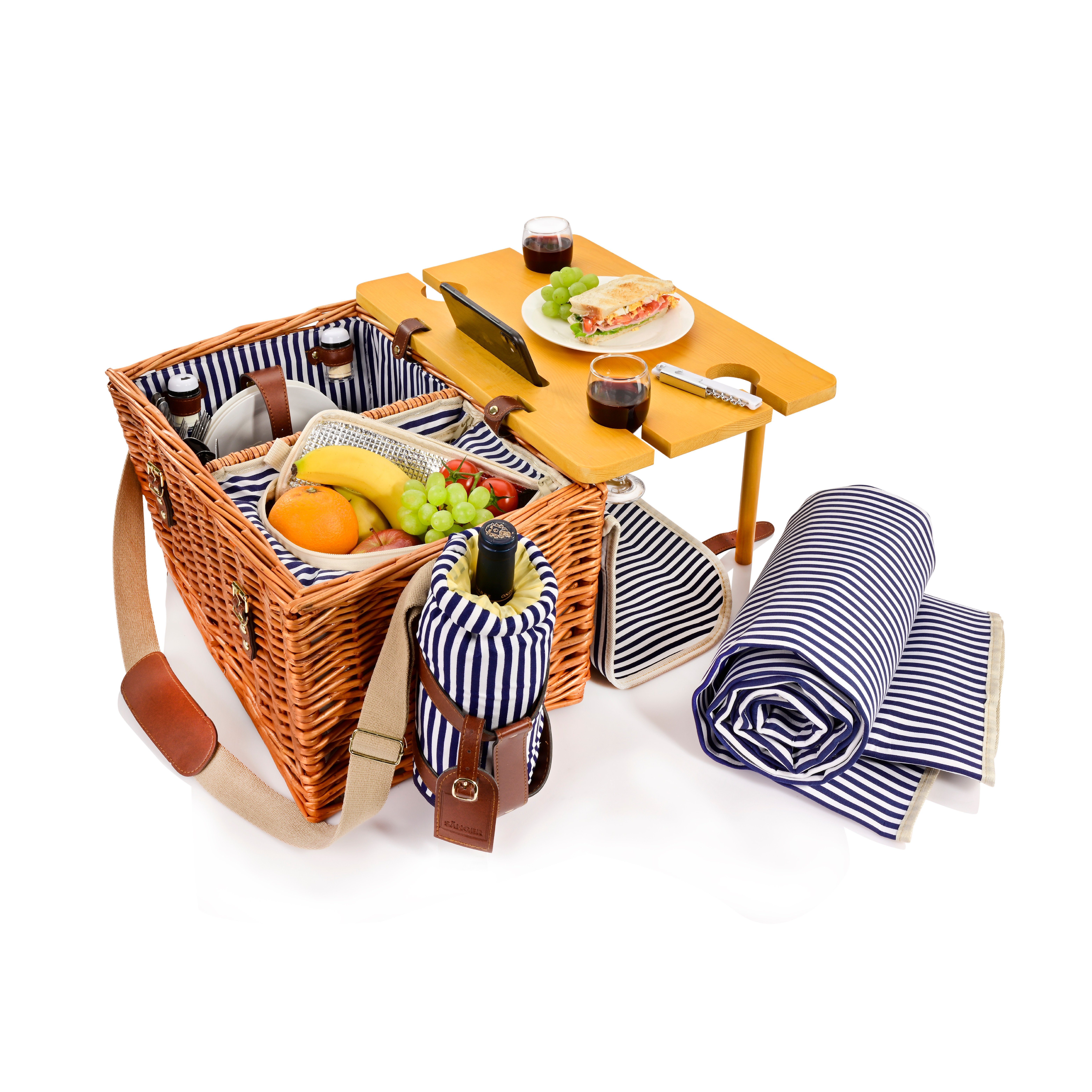 SÄNGER Picknickkorb »Borkum« (Set, 25 St., Picknickkorb), 4 Personen,  integrierter Tisch & Kühltasche