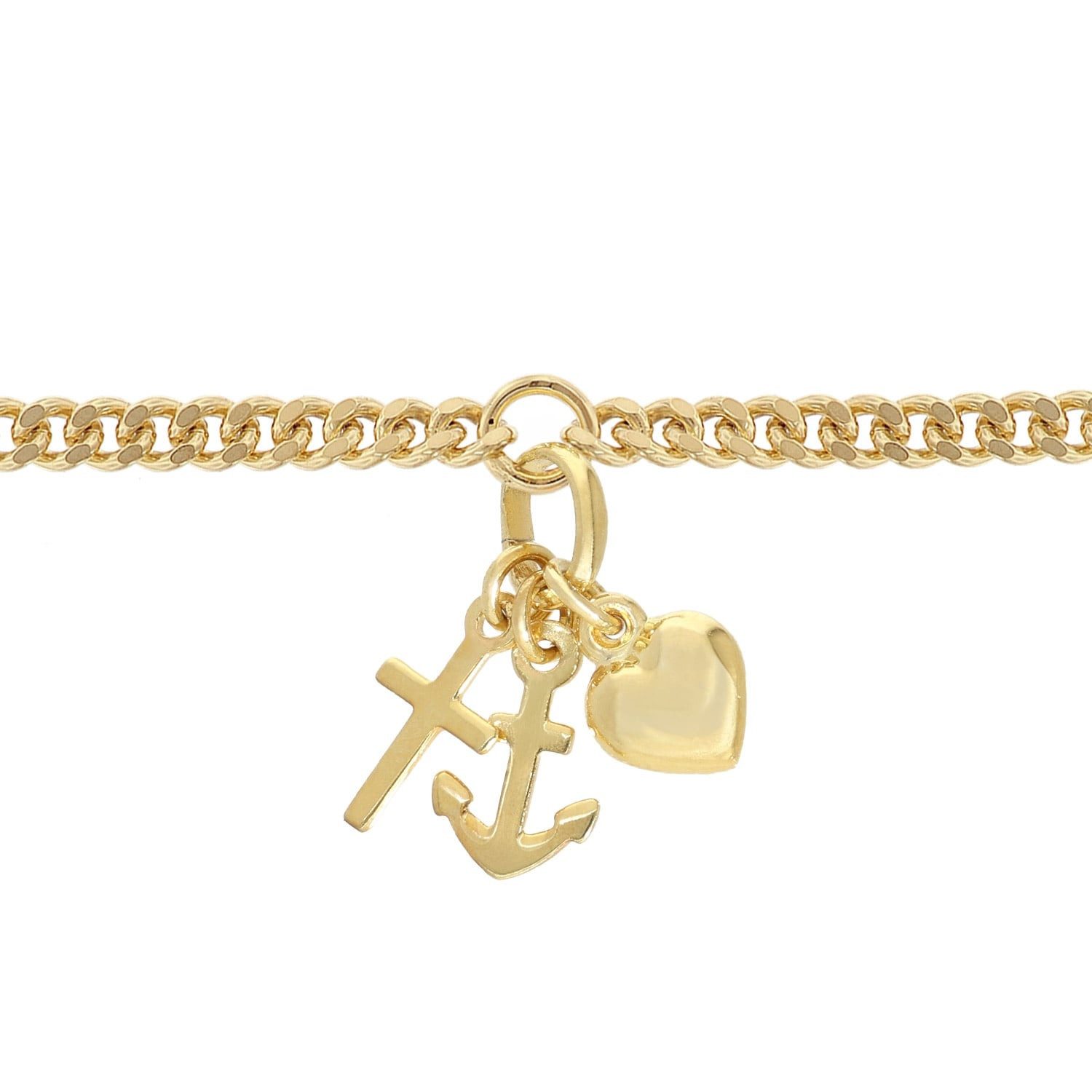 trendor Silberarmband 21621, Mädchen Glaube, Liebe, Hoffnung 925 Silber Vergoldet