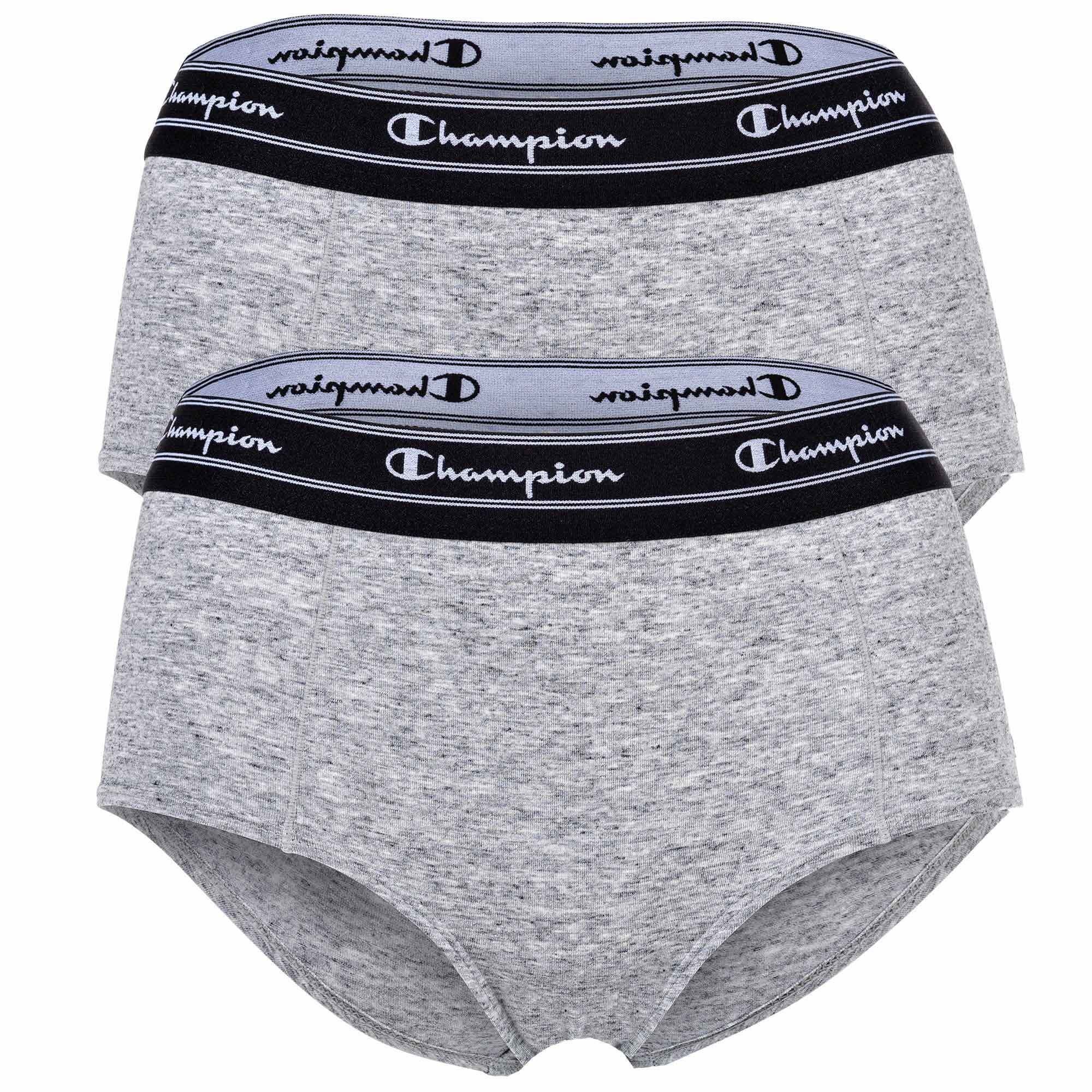Champion Slip Damen Hipster 2er Pack - Pants, Logo-Bund Grau | Klassische Slips
