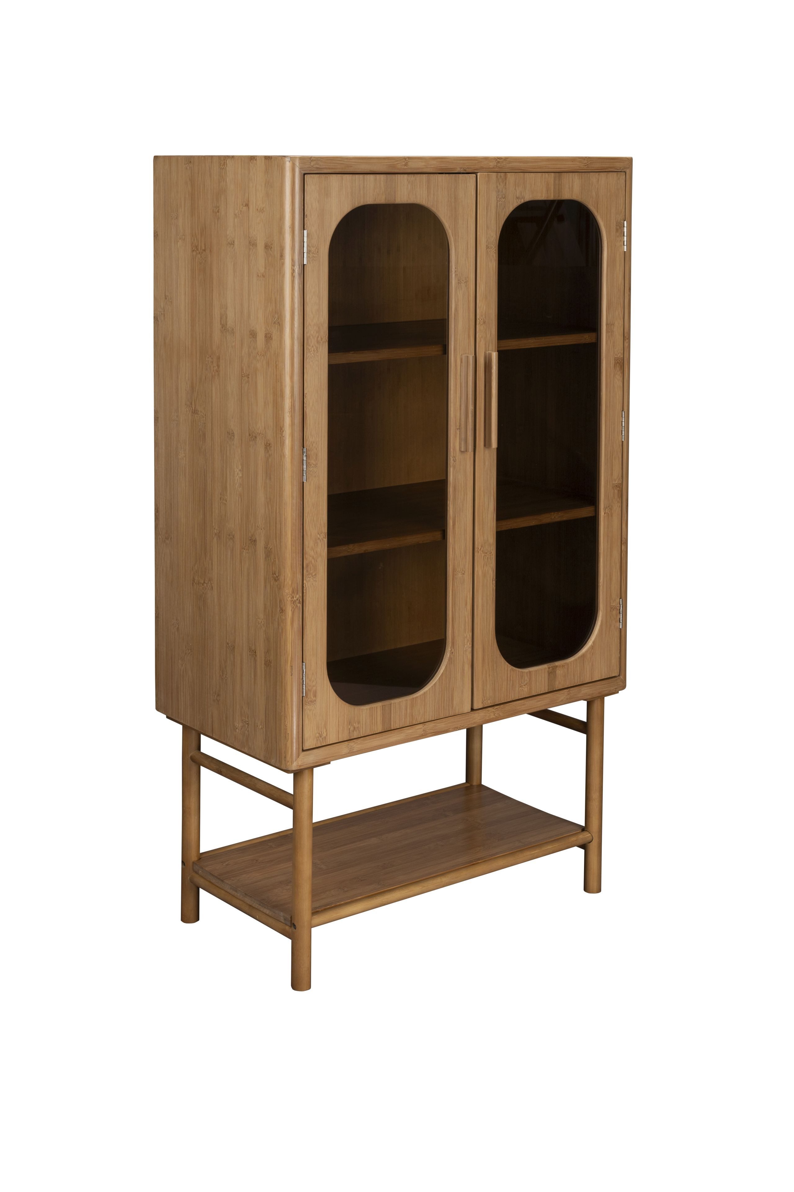 Dutchbone Vitrine Retro Vitrine Hochkommode Caroun Bambus Rauchglas