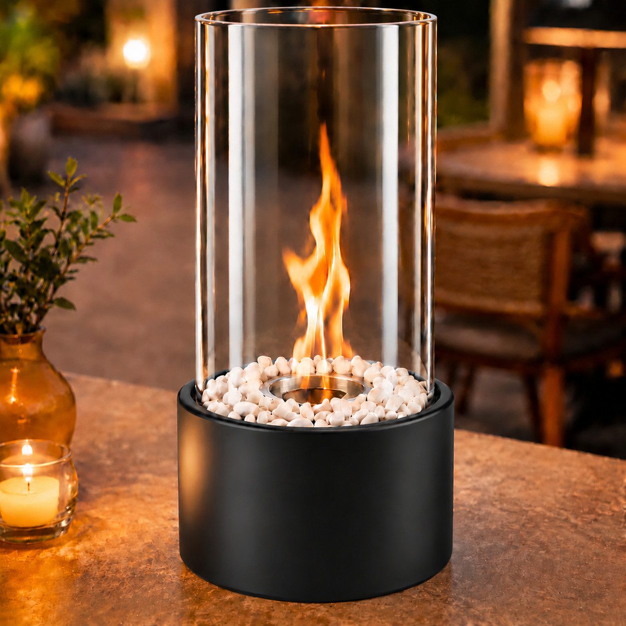 Ledklang Tischfeuer Ethanol Tischkamin Indoor Outdoor Tragbare Dekokamin Tischfeuerstelle (für Tisch, Terrasse, Balkon & Garten), Als Party Geschenkidee stilvolle Tischdeko oder festliche Atmosphäre