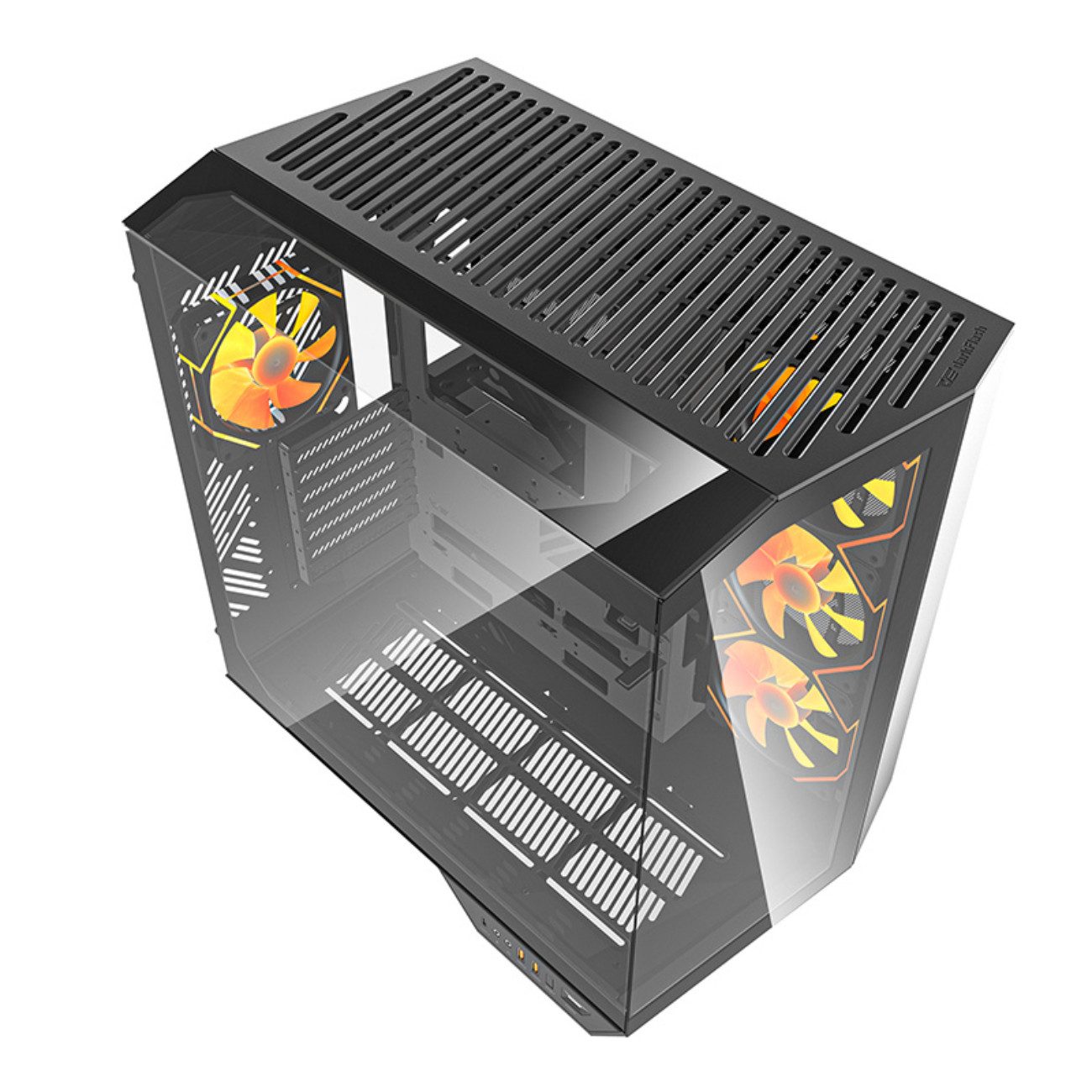 Darkflash PC-Gehäuse DY470 Big Tower, (Einzelgerät, PC-Gehäuse mit 4 ARGB-Lüftern und GPU-Halterung), Big Tower, 4 ARGB-Lüfter, Glas, USB-C, GPU-Halter, 10 Lüfter