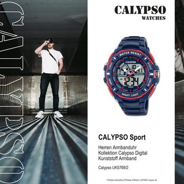 CALYPSO WATCHES Digitaluhr Calypso Herren Uhr K5769/2, (Analoguhr), Herren Armbanduhr rund, Kunststoff, PUarmband blau, Sport