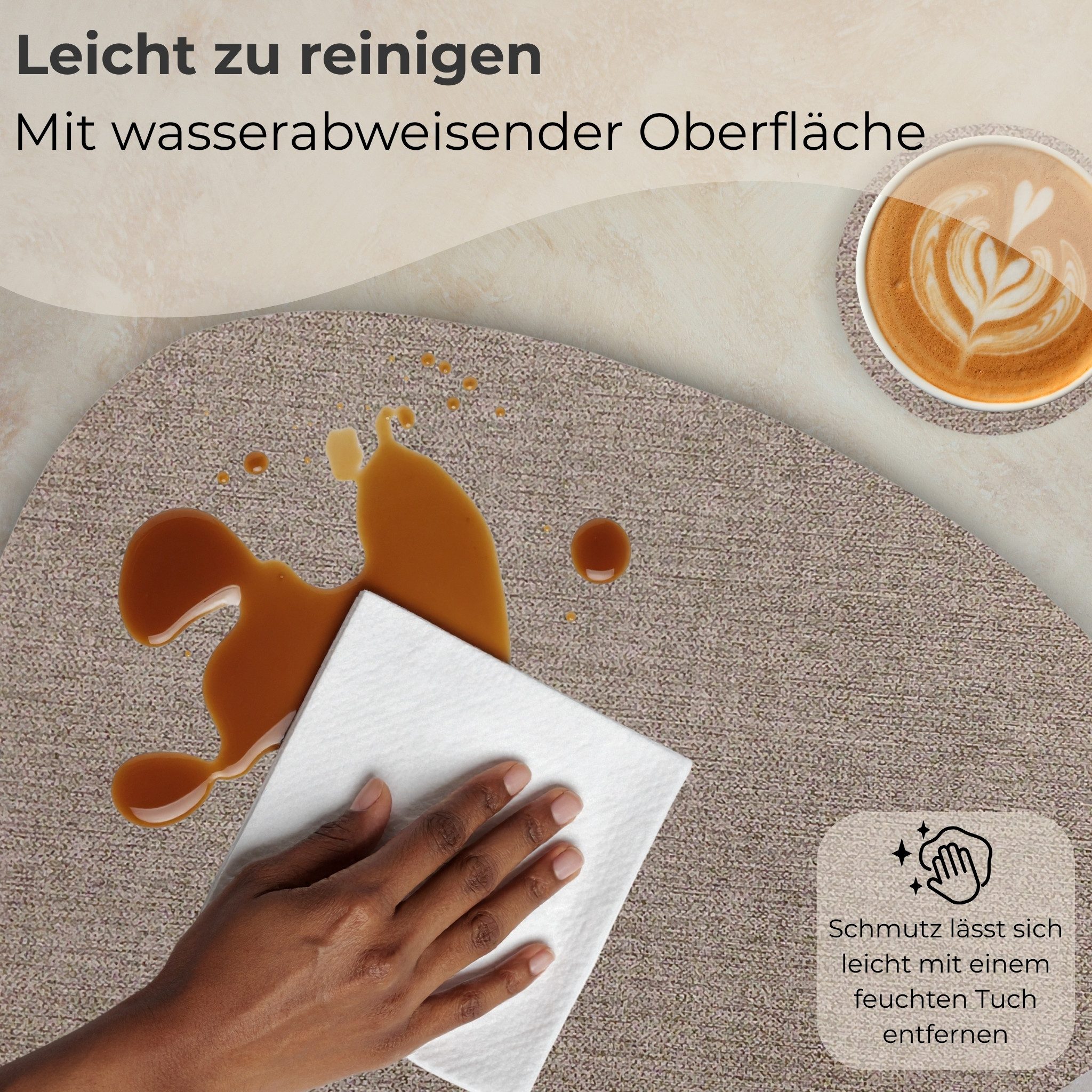 matches21 HOME & HOBBY Platzset Tischsets mit Glasuntersetzer 6er Set Braun Leinen Stoff-Optik, (6-St), Abwaschbare hitzebeständige PVC Platzsets – Bild 5 von 5