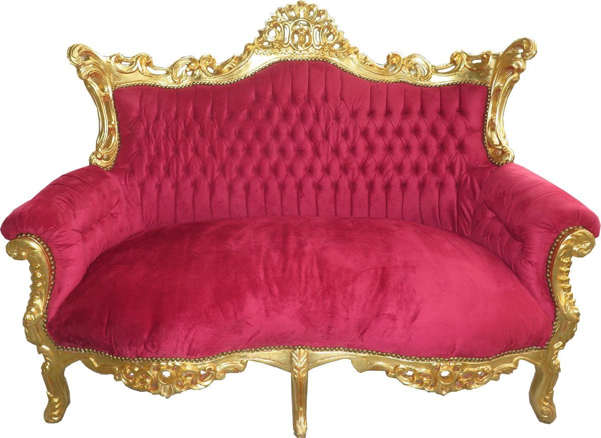 Master Gold Rot Bordeaux Casa Couch 2er - Sofa Möbel Padrino / 2-Sitzer Loung Wohnzimmer Barock