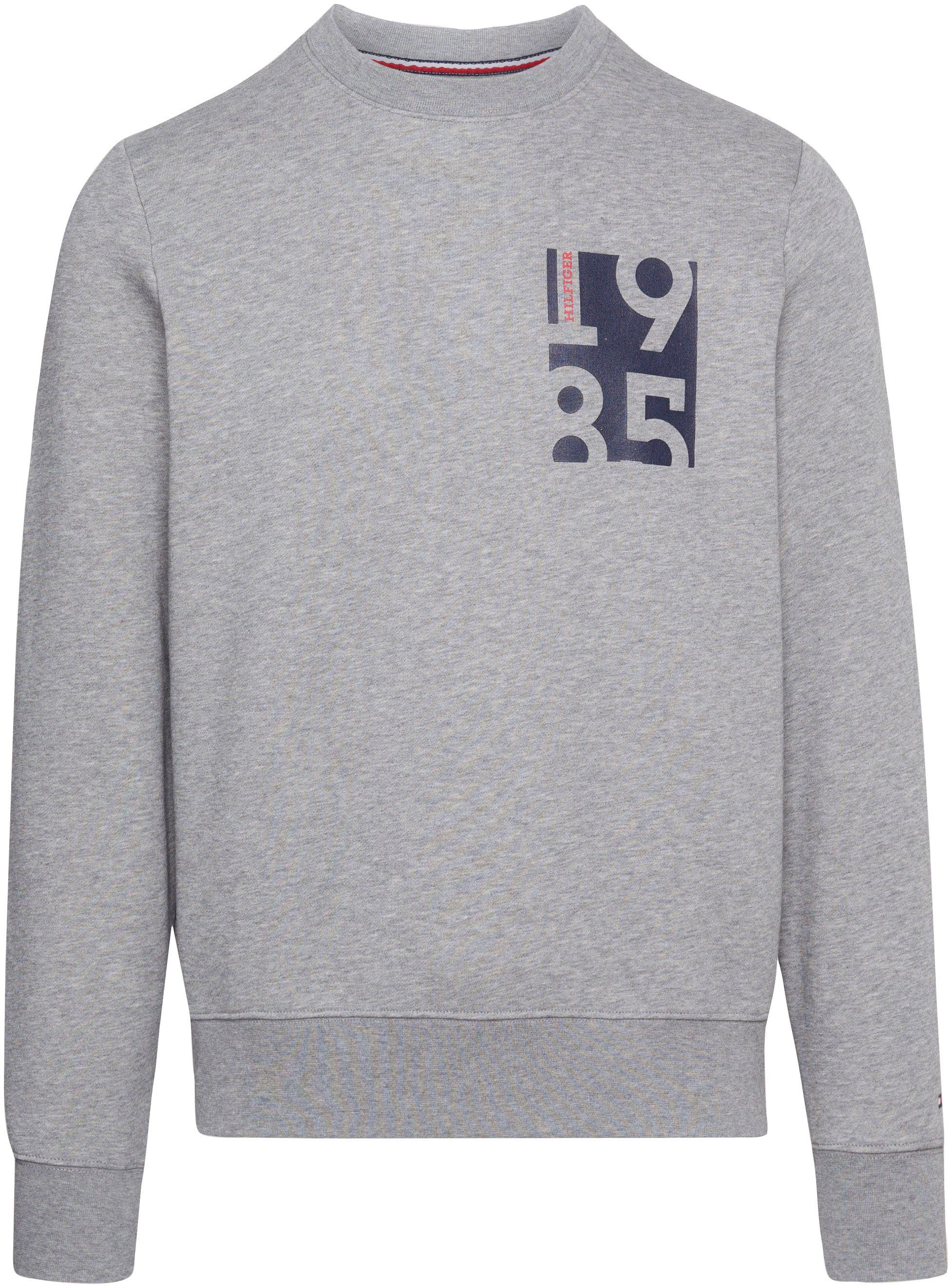 CHEST Grey Hilfiger CREWNECK Sweatshirt Tommy Heather Medium PRINT