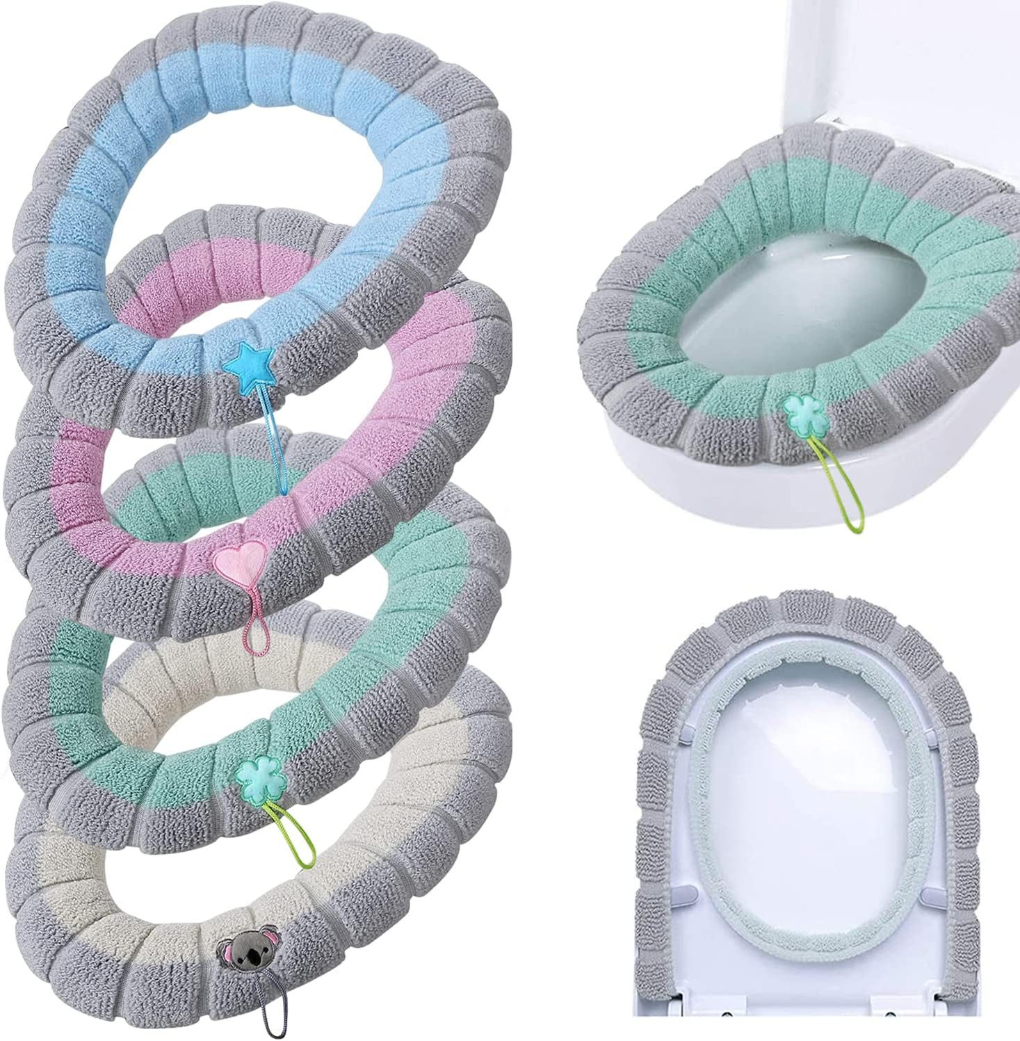 Auledio Soft-Toilettensitzerhöhung 4 Stück 42x38cm WC-Sitzwärmer Toilettensitzauflagen