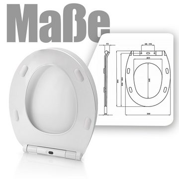 BigDean WC-Sitz Toilettendeckel mit Absenkautomatik Slim Line oval antibakterieller WC (1-St)