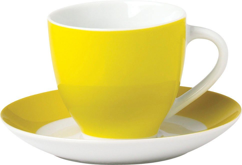 van Well Tasse Vario, 6-tlg., Porzellan, spülmaschinen- und mikrowellengeeignet, 6-teilig
