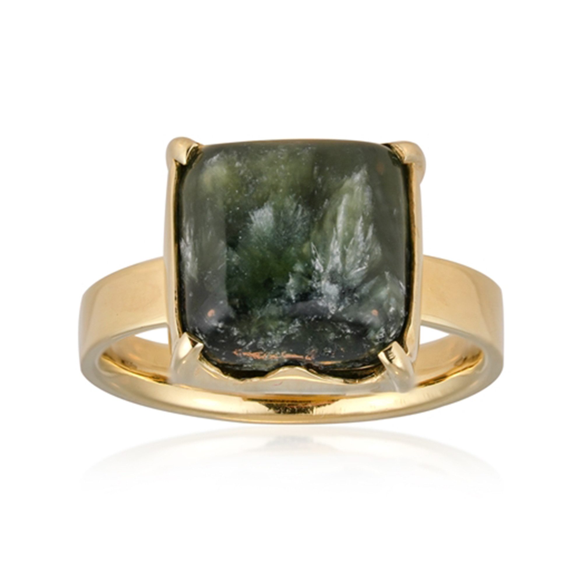 Cavill Solitärring Seraphinit Goldplattierter Silberring (1-tlg)