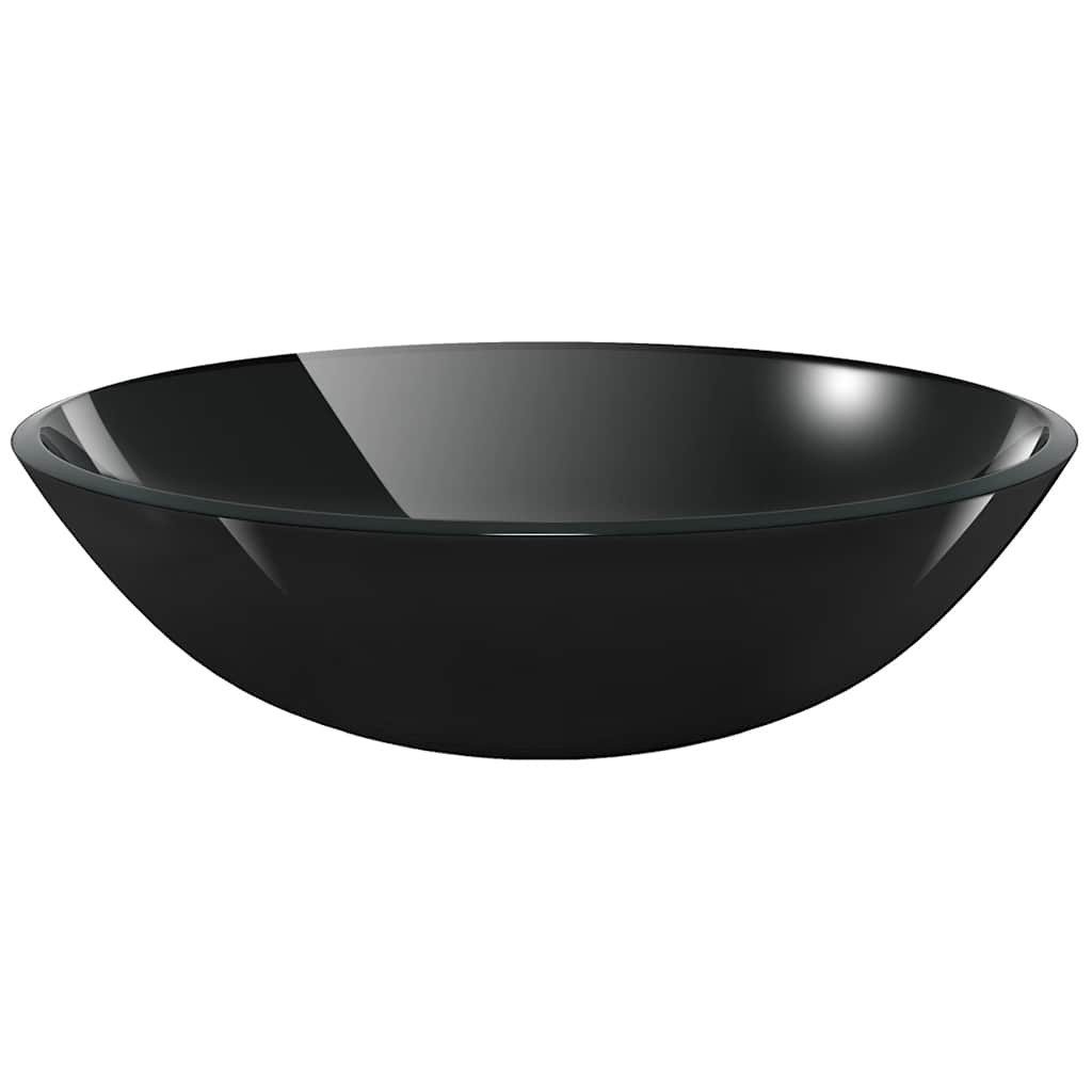 vidaXL Waschbecken Waschbecken Hartglas 42 cm schwarz