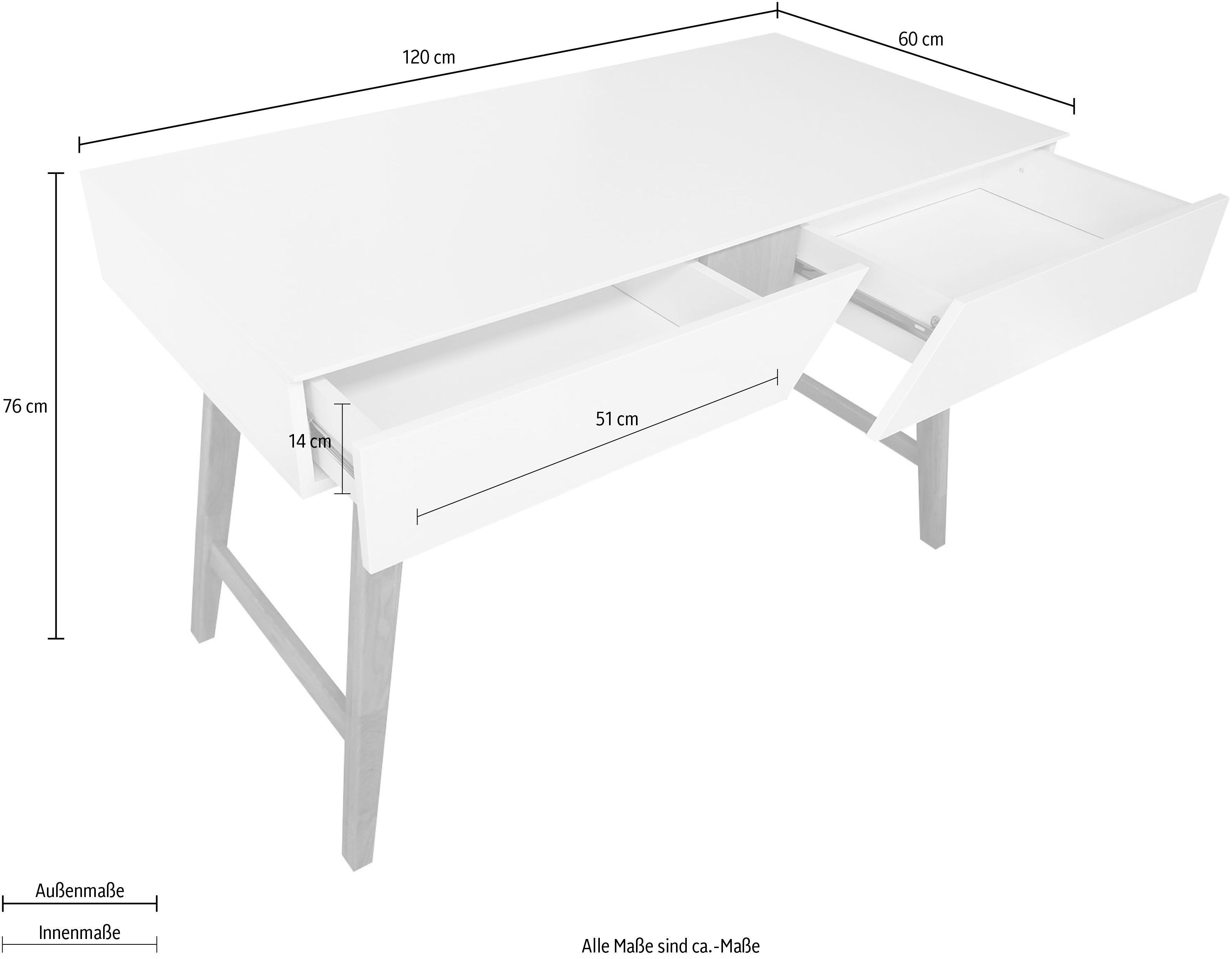 2 Herdis, mit Schreibtisch grifflosen Schubladen andas