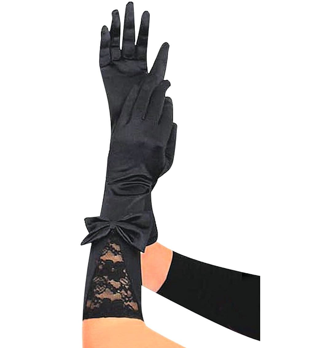 Atixo Abendhandschuhe Satin-Handschuhe mit Spitze, Schleife günstig online kaufen