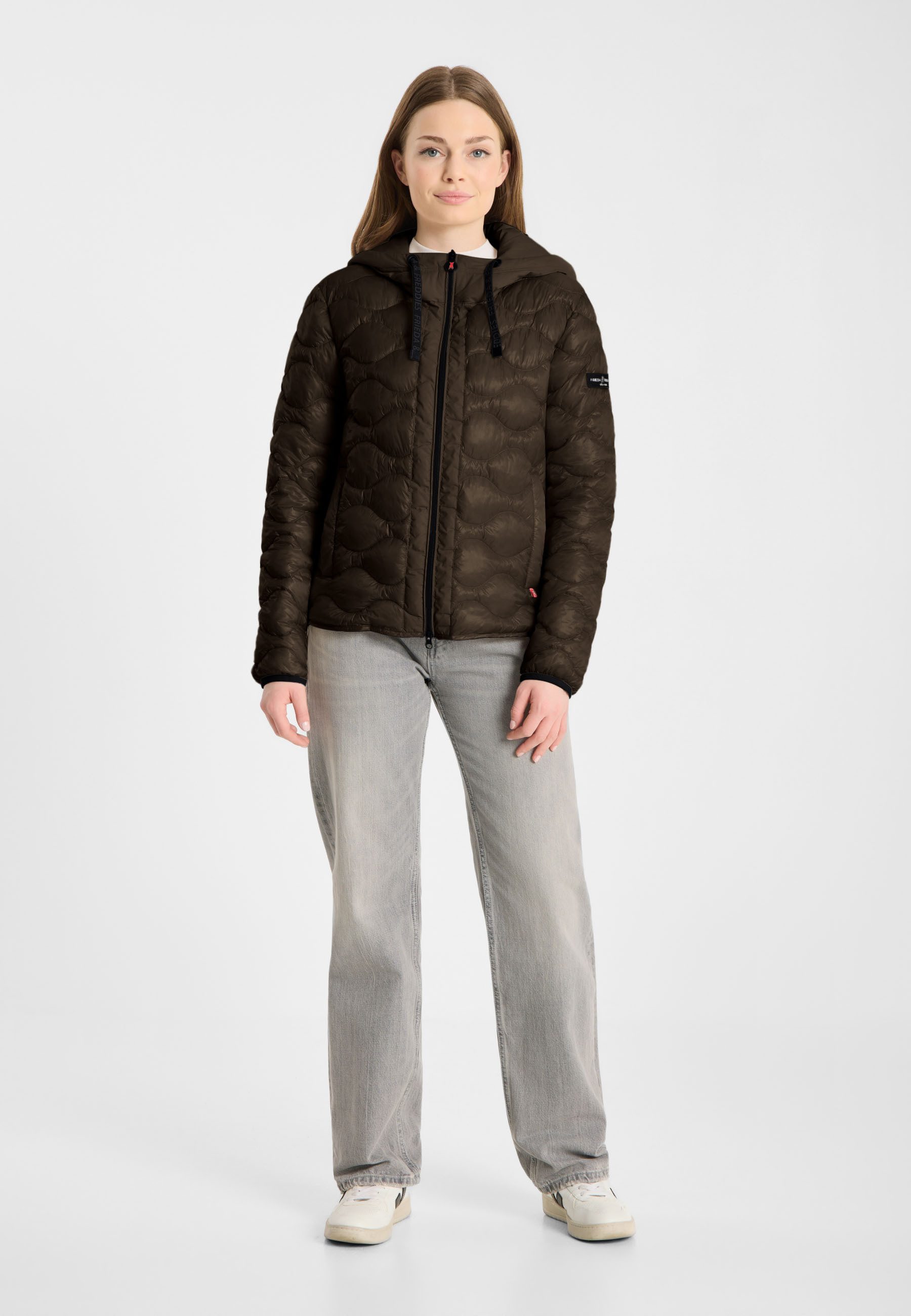 Frieda & Freddies Winterjacke Frieda & Freddies Steppjacke mit Wellensteppung und Materialmix