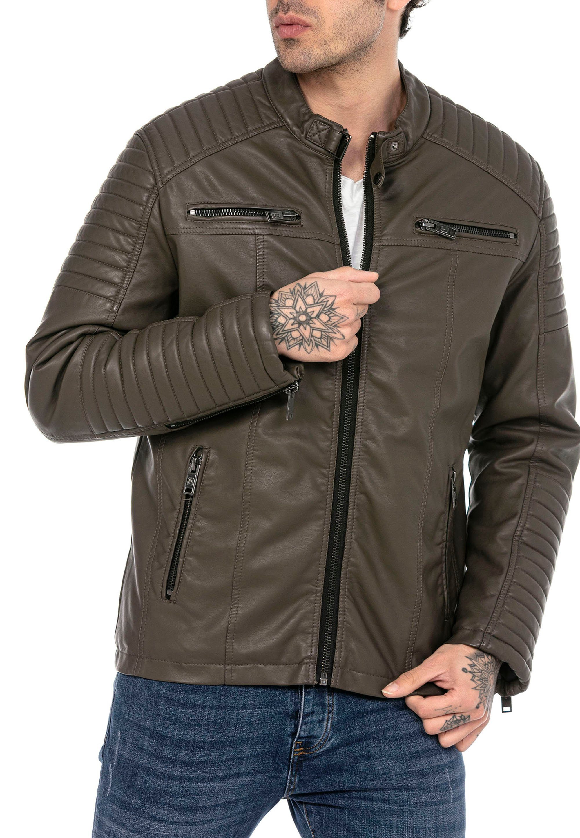 RedBridge Lederimitatjacke Bikerjacke gesteppt aus Kunstleder günstig online kaufen